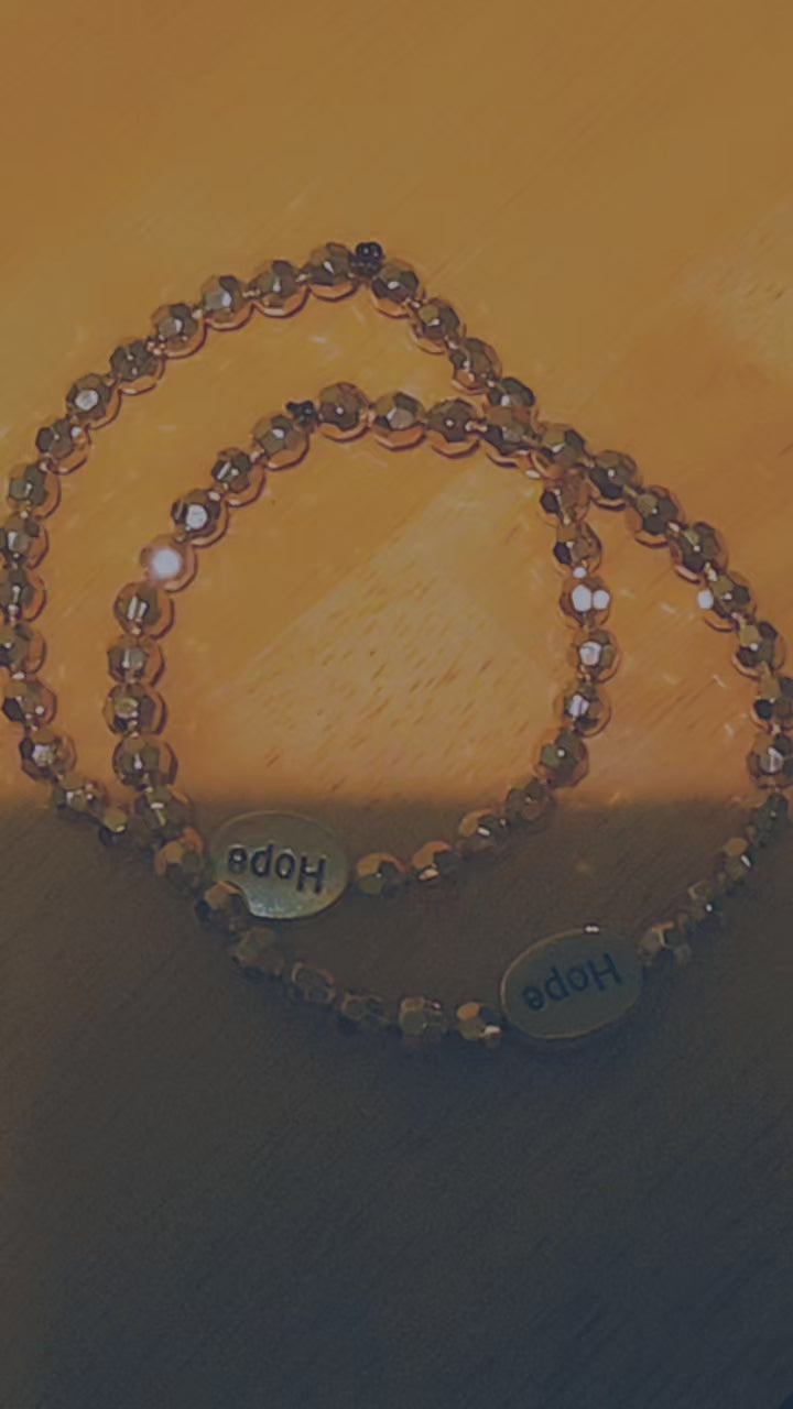 Hope Silver Oval Bracelet with Gold Beads | Inspirational Adjustable Bracelet for Women | Faith Jewelry Gift for Her