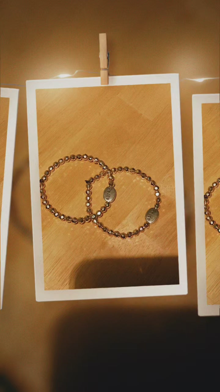 Rose Gold Peace Stretch Bracelet | Faceted Crystal Beaded Bracelet | Inspirational Stackable Jewelry for Women
