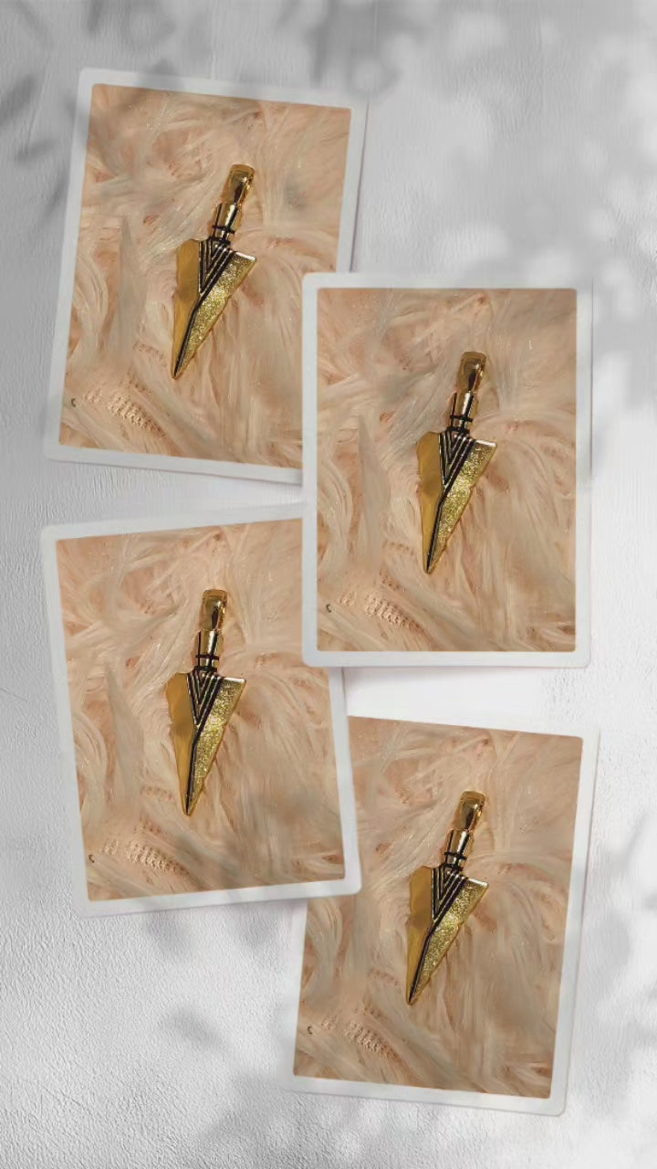 Gold Arrowhead Pendant Charm | Geometric Gold Pendant | Boho Minimalist Jewelry Charm | Statement Pendant for DIY Necklace