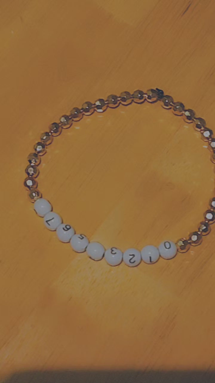 Number Bead Bracelet with Gold Beads | Stretch Bracelet for Women | Minimalist Lucky Number Jewelry Gift