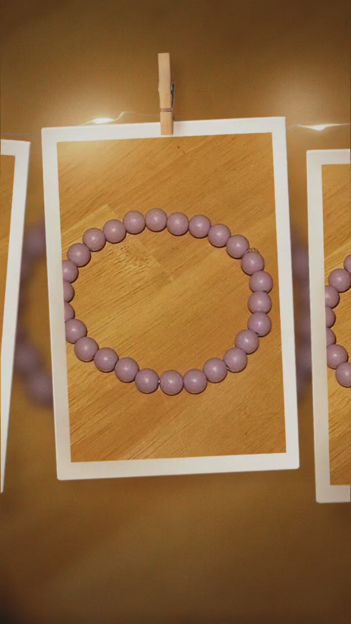 Purple Beaded Bracelet – Simple Minimalist Stretch Bracelet