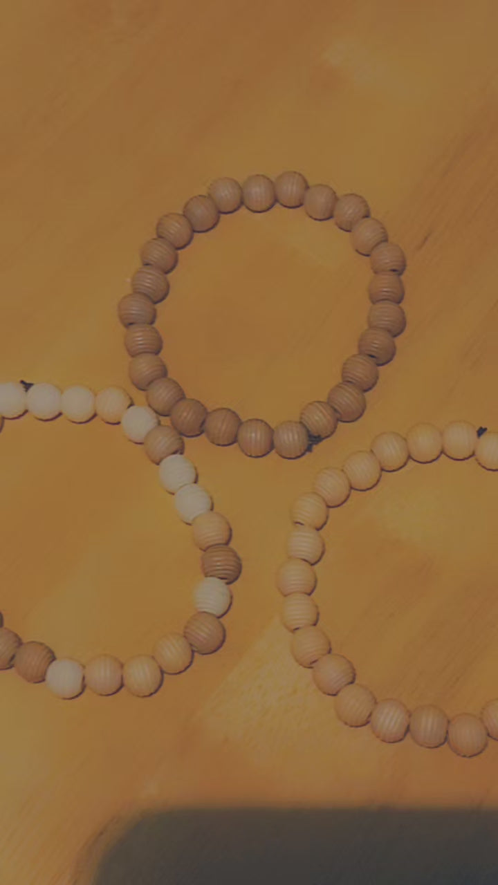 Neutral Tone Wooden Bead Bracelet | Handmade Stretch Bracelets | Minimalist Natural Jewelry