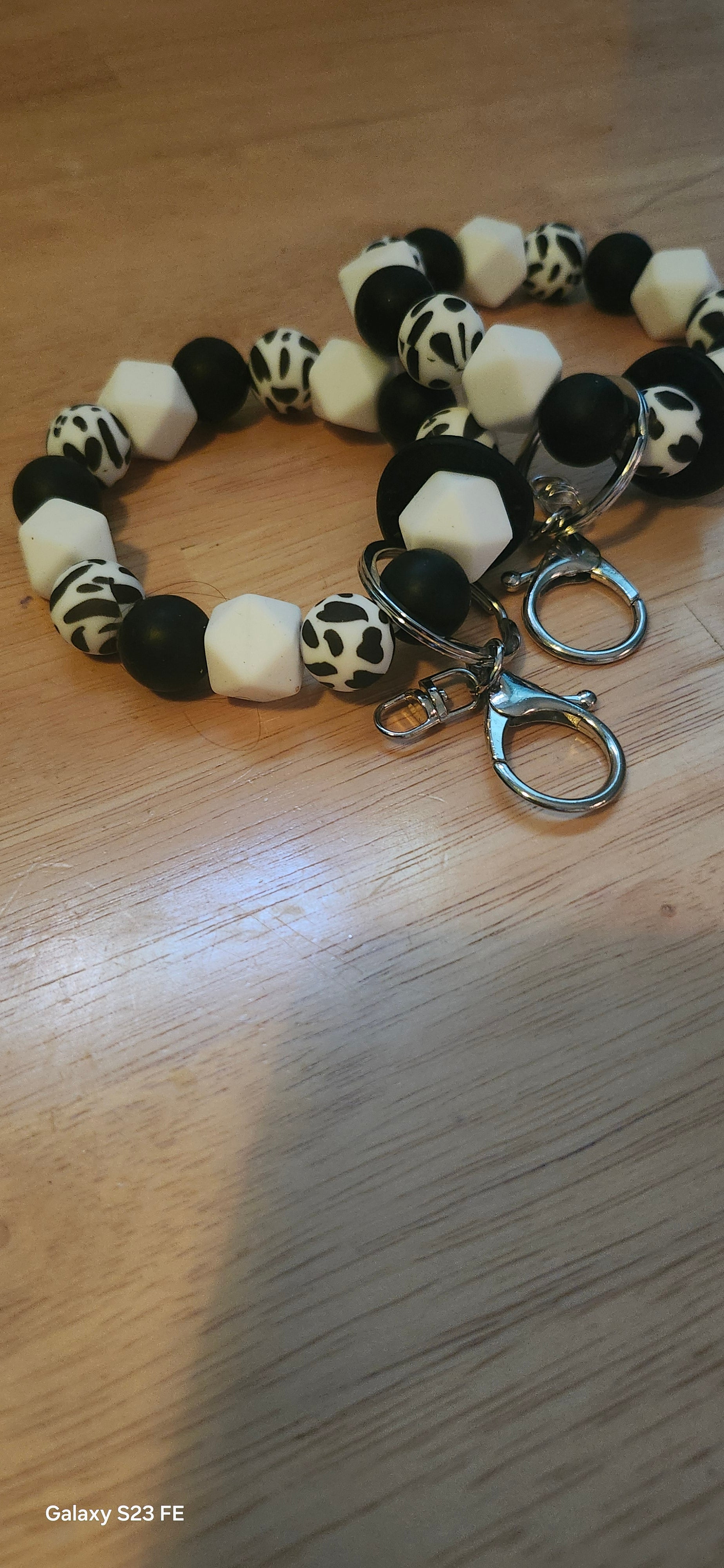 Cow Print Wristlet Keychain – Black & White Cute Wrist Strap for Keys, Wallet & Bag