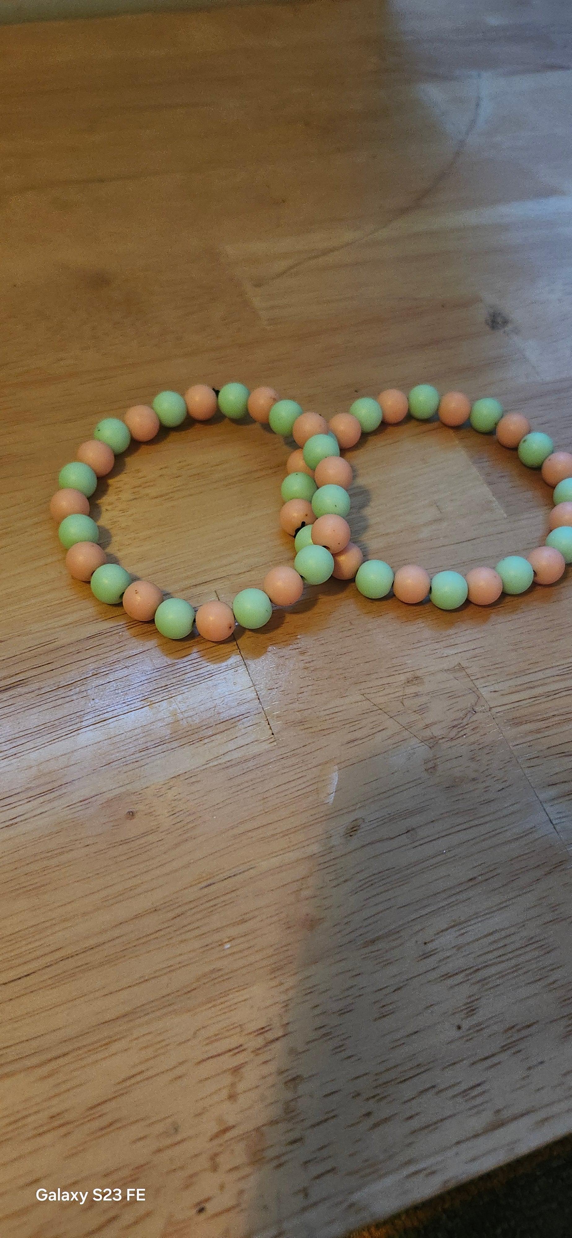 Handmade Green & Peach Beaded Bracelet | Boho Stretch Bracelet for Women | Graceform Boutique