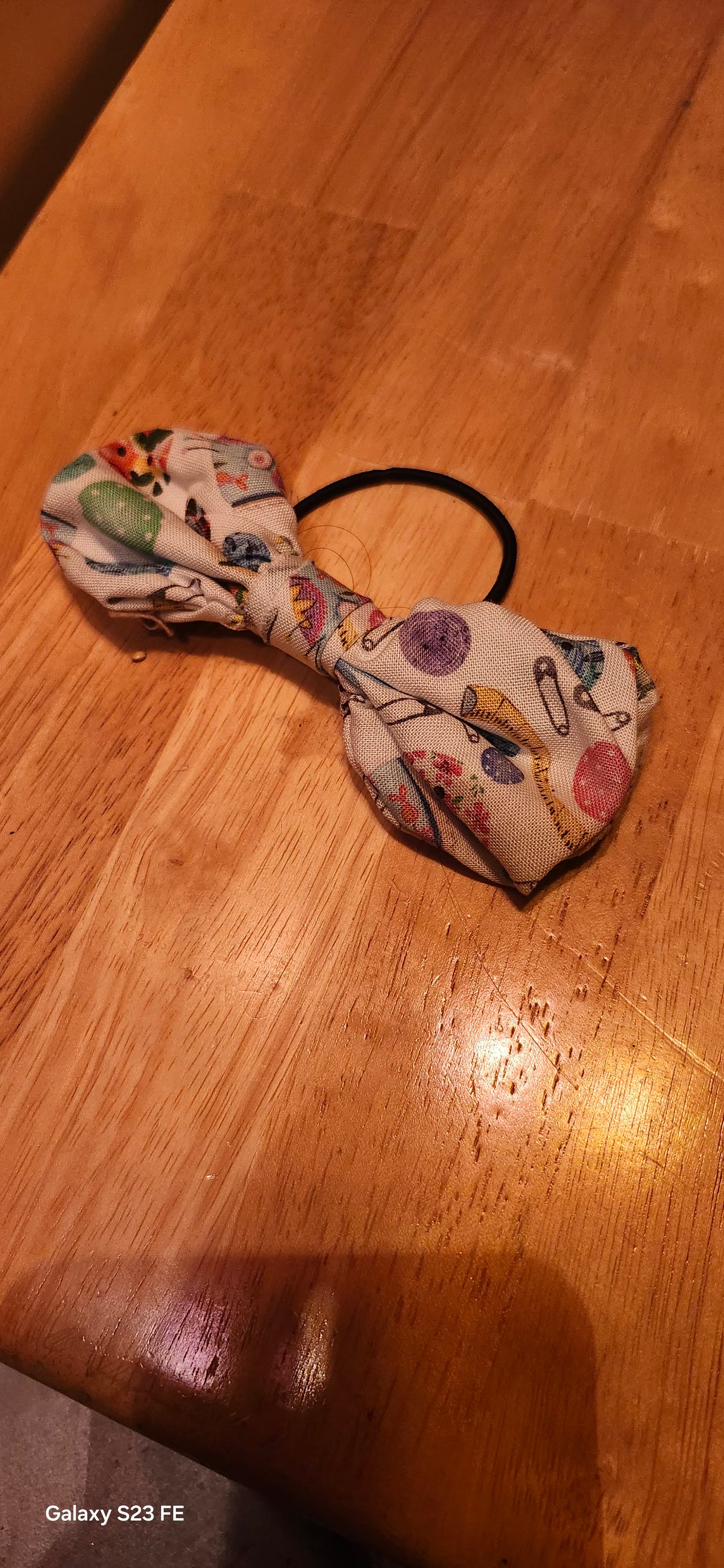Sewing Themed Hair Bow – Handmade Craft Style Ribbon Bow