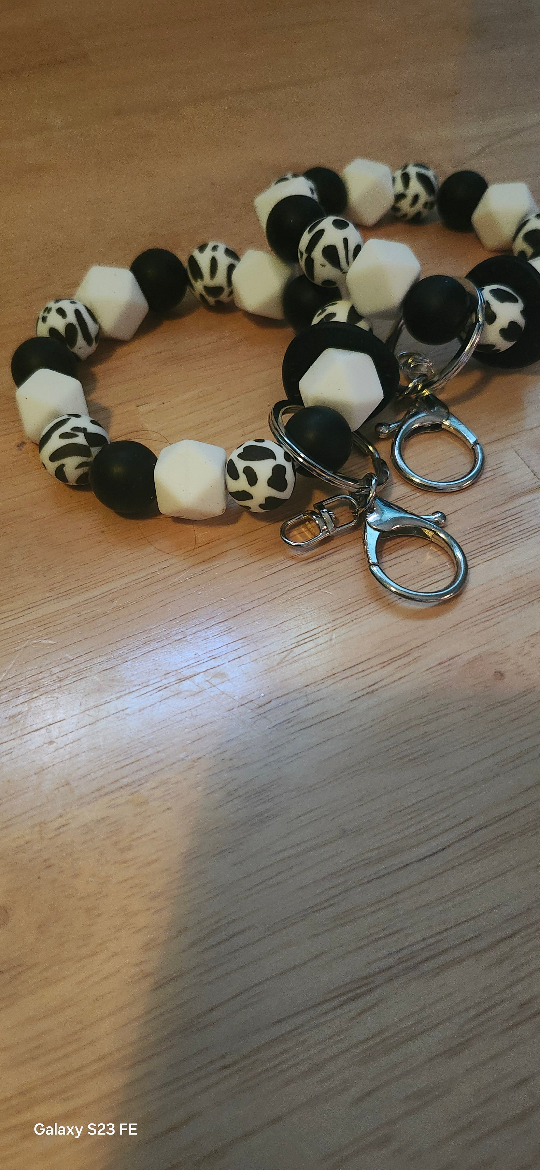 Cow Print Wristlet Keychain – Black & White Cute Wrist Strap for Keys, Wallet & Bag