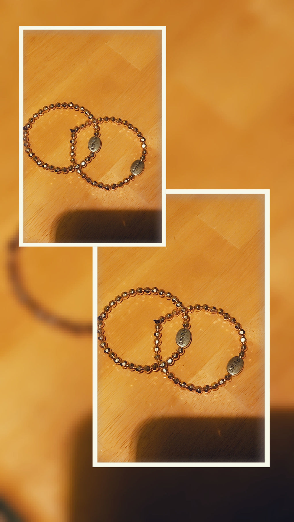 Rose Gold Peace Stretch Bracelet | Faceted Crystal Beaded Bracelet | Inspirational Stackable Jewelry for Women