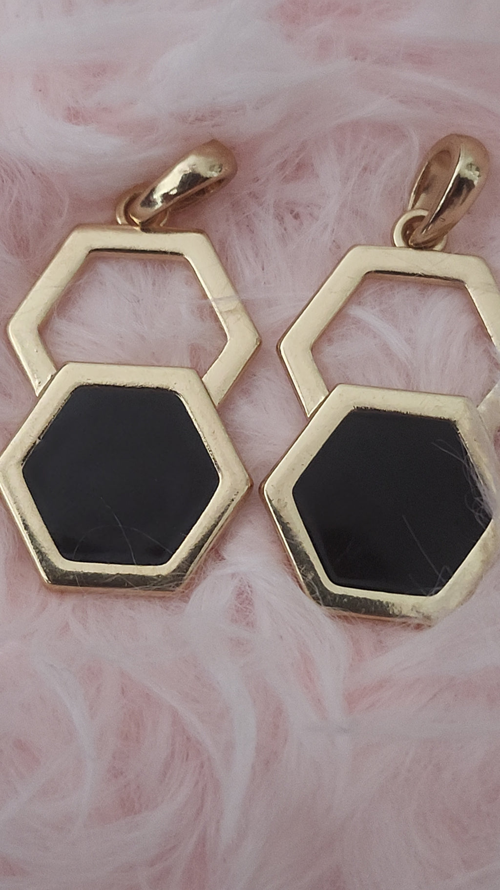 Gold & Navy Hexagon Pendant Necklace | Geometric Statement Jewelry for Women