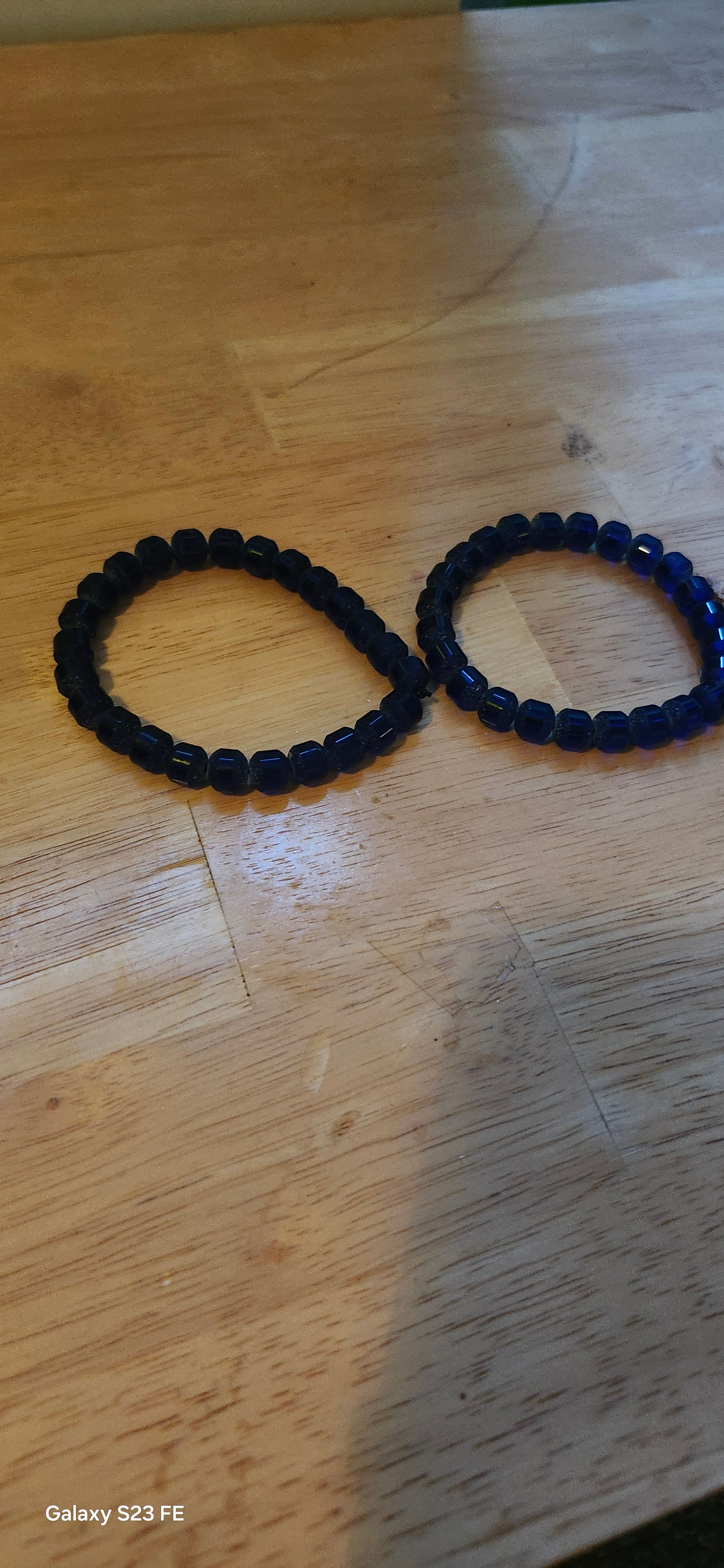 Handmade Dark Blue Beaded Bracelet | Elegant Navy Blue Stretch Bracelet for Women | Graceform Boutique