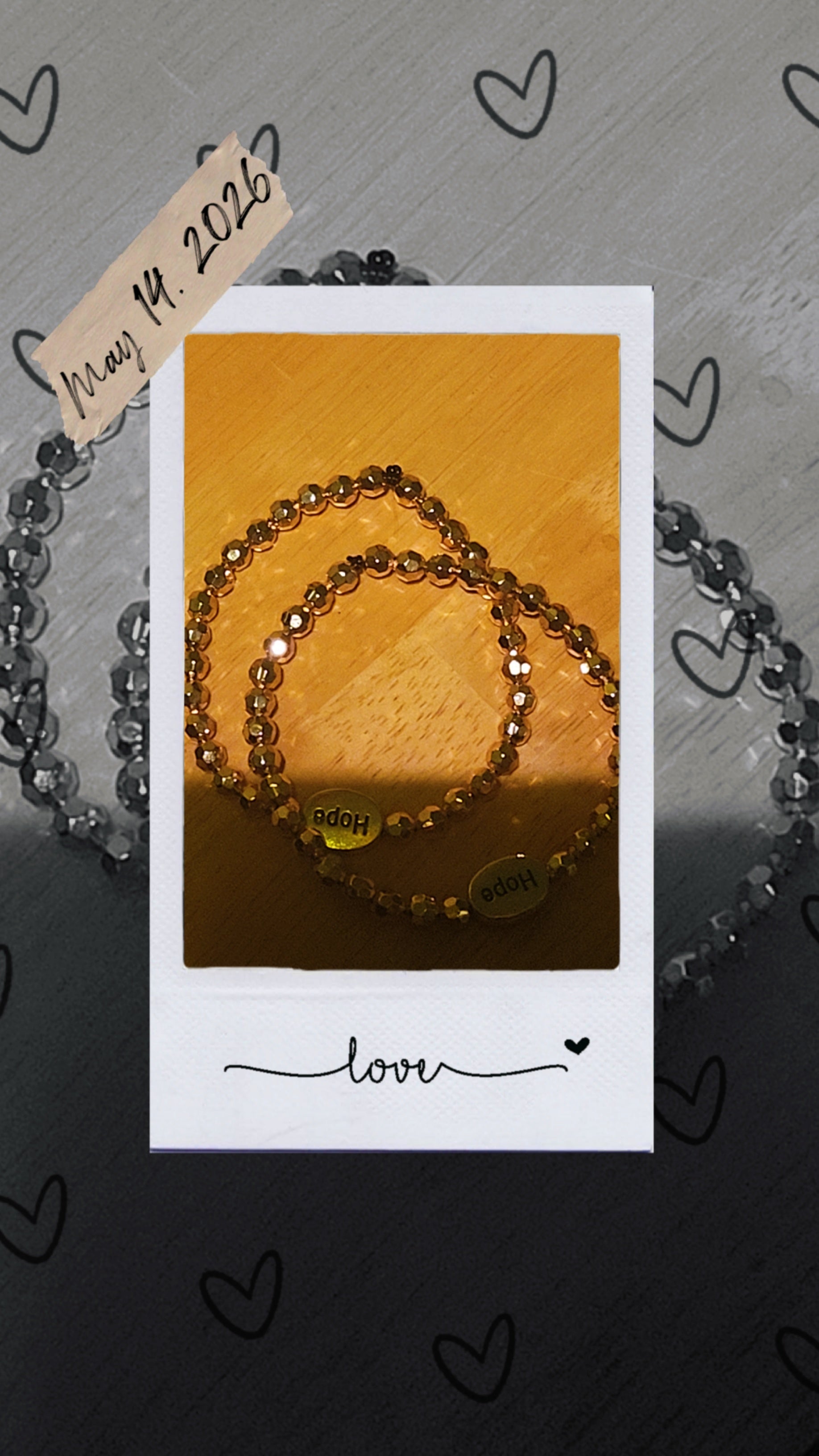 Hope Silver Oval Bracelet with Gold Beads | Inspirational Adjustable Bracelet for Women | Faith Jewelry Gift for Her