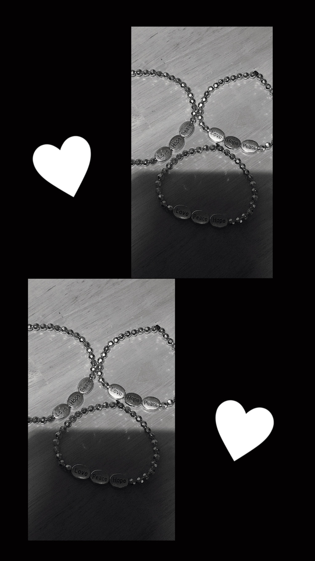 Love Hope Peace Silver Oval Bracelet with Gold Beads | Inspirational Adjustable Bracelet for Women | Faith Jewelry Gift for Her