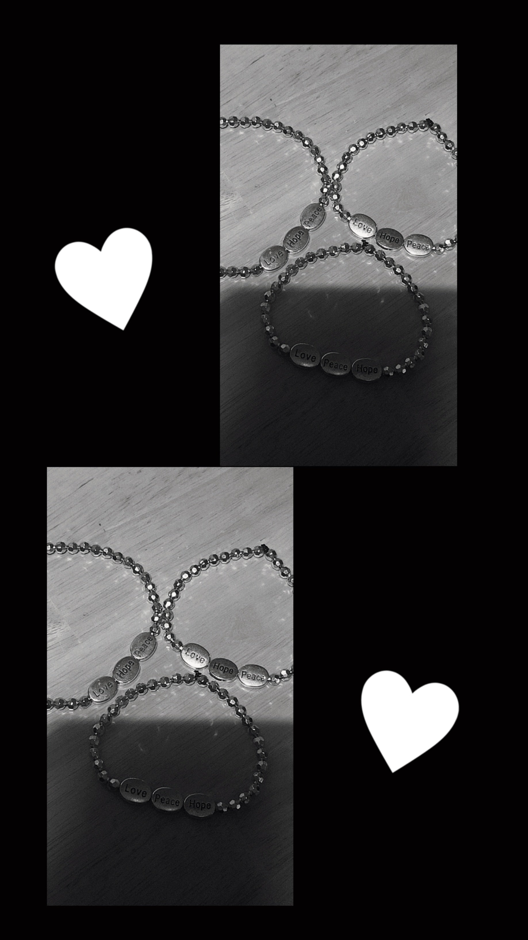 Love Hope Peace Silver Oval Bracelet with Gold Beads | Inspirational Adjustable Bracelet for Women | Faith Jewelry Gift for Her