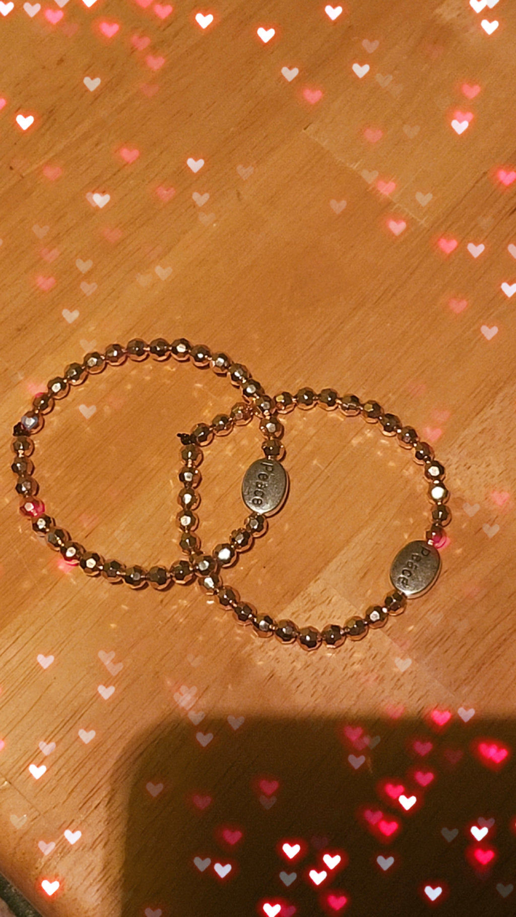 Rose Gold Peace Stretch Bracelet | Faceted Crystal Beaded Bracelet | Inspirational Stackable Jewelry for Women