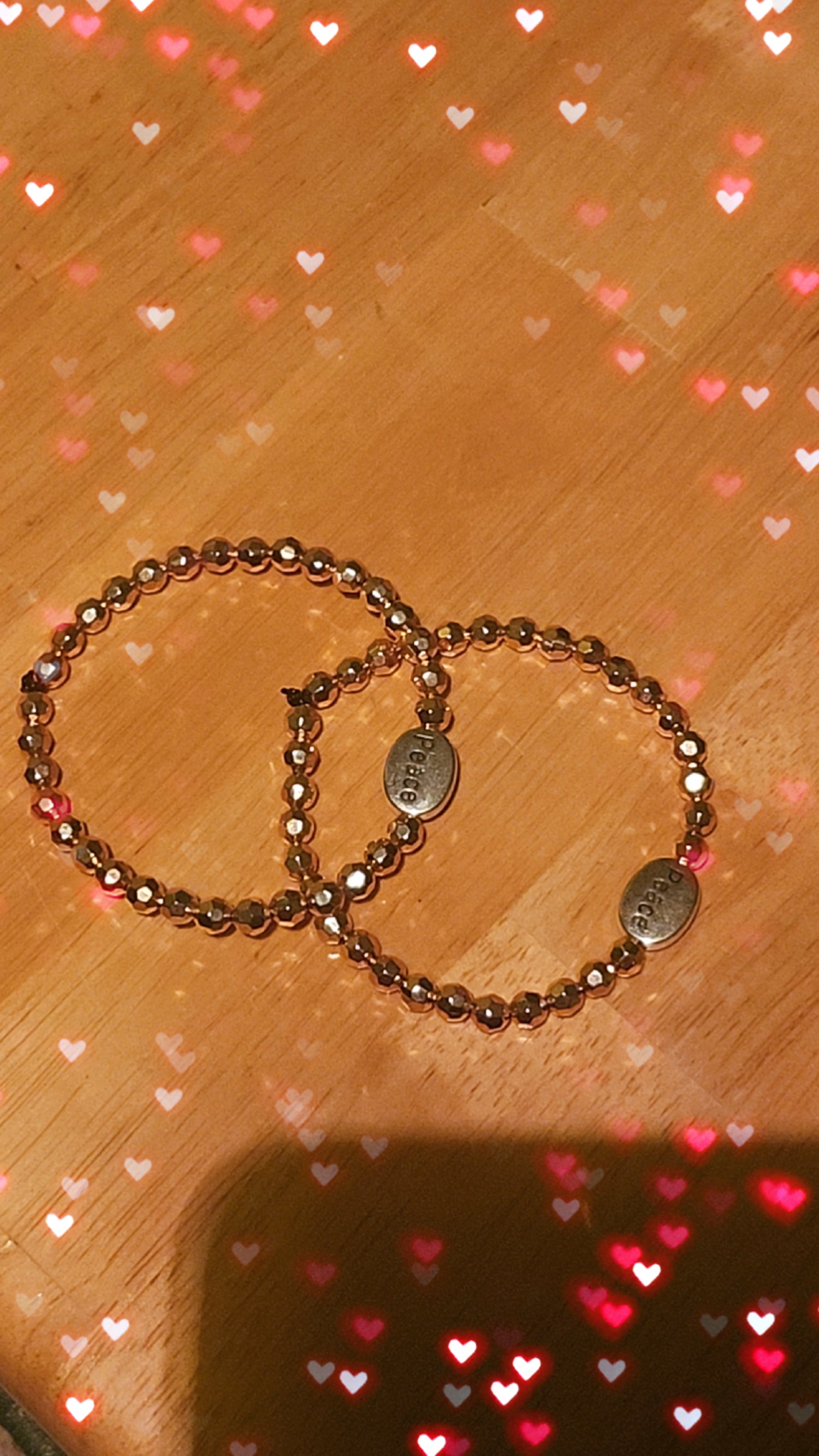 Rose Gold Peace Stretch Bracelet | Faceted Crystal Beaded Bracelet | Inspirational Stackable Jewelry for Women