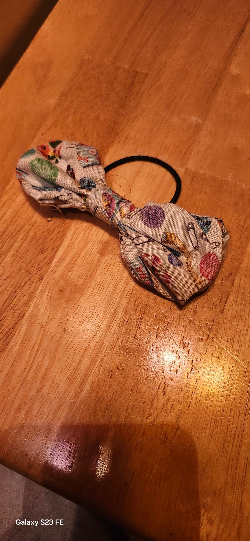 Sewing Themed Hair Bow – Handmade Craft Style Ribbon Bow