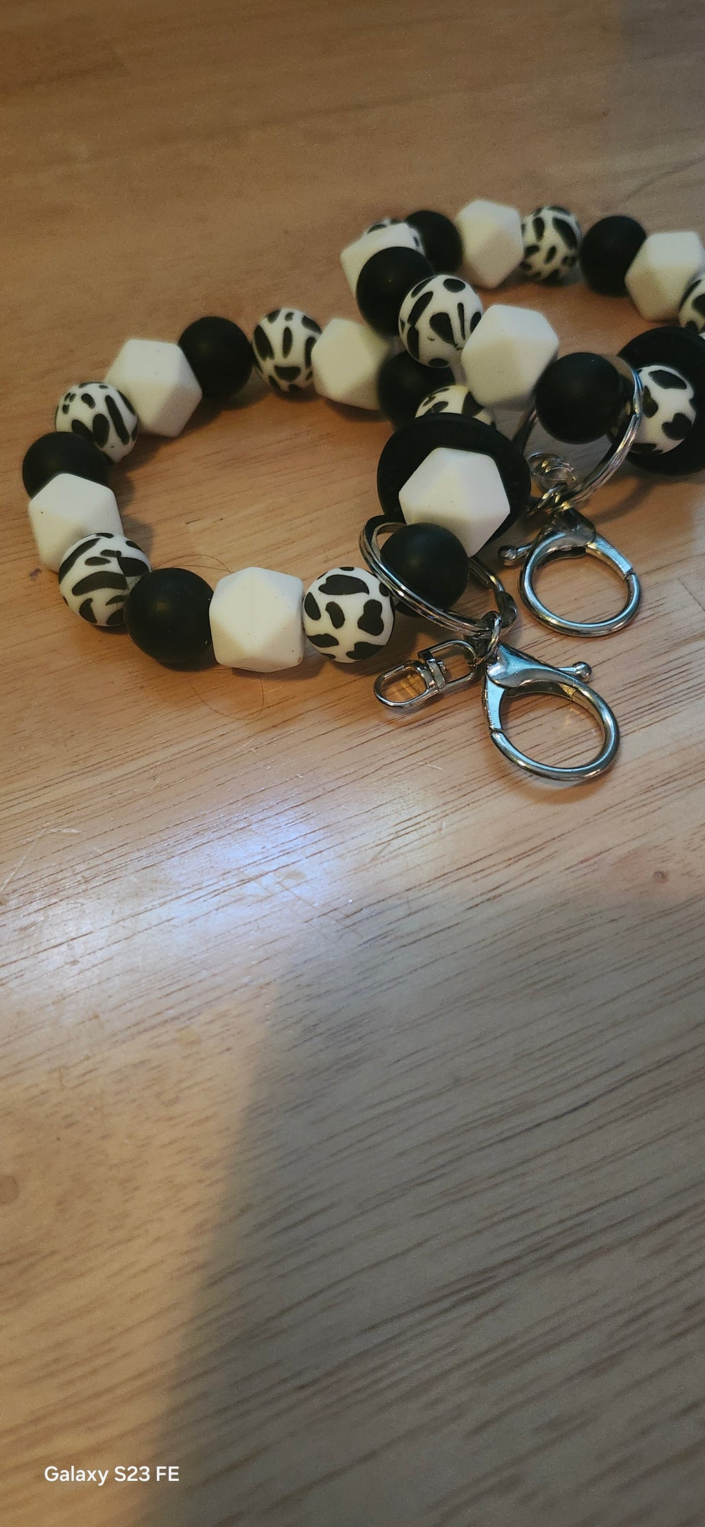 Cow Print Wristlet Keychain – Black & White Cute Wrist Strap for Keys, Wallet & Bag
