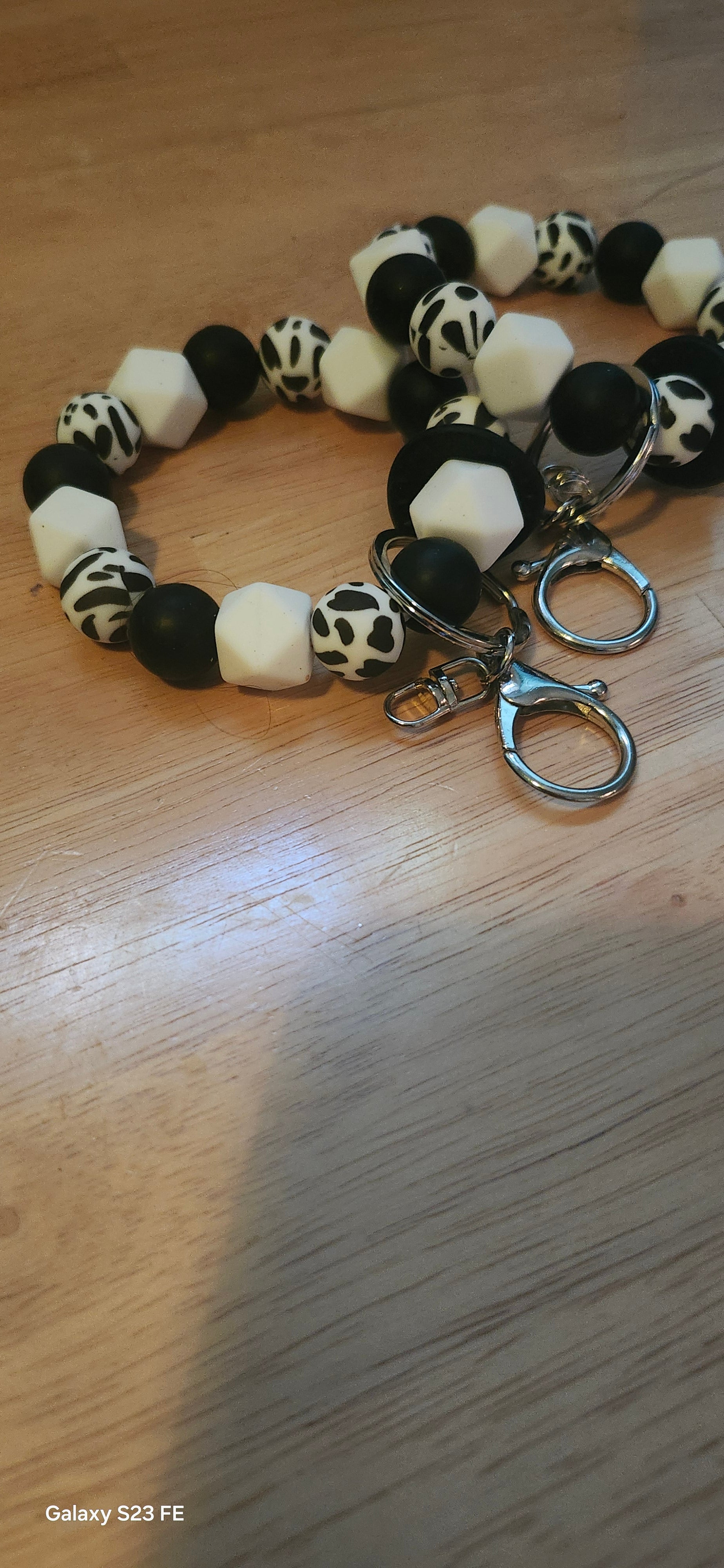 Cow Print Wristlet Keychain – Black & White Cute Wrist Strap for Keys, Wallet & Bag