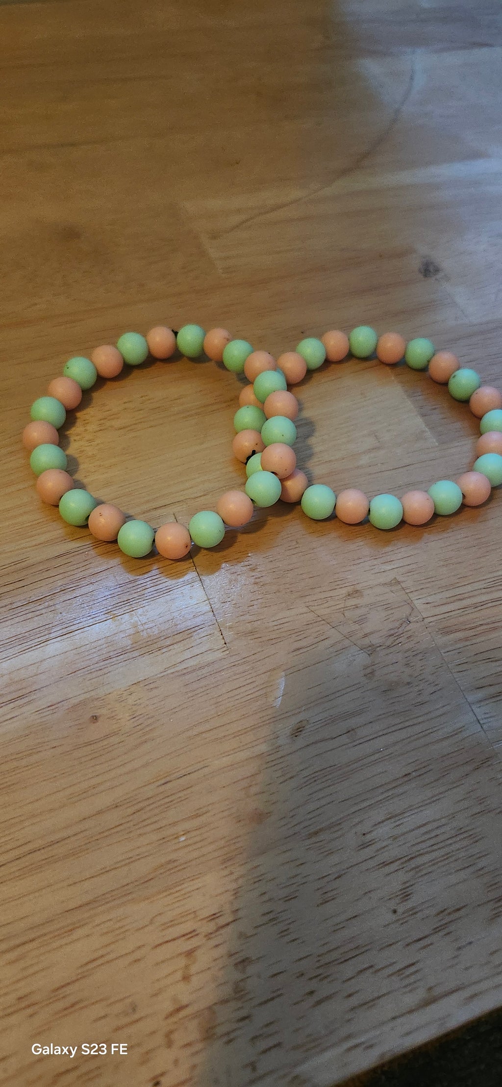 Handmade Green & Peach Beaded Bracelet | Boho Stretch Bracelet for Women | Graceform Boutique