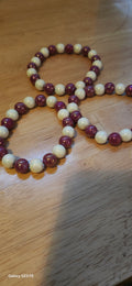 White & Purple Glossy Beaded Bracelet – Elegant Handmade Bead Bracelet for Women