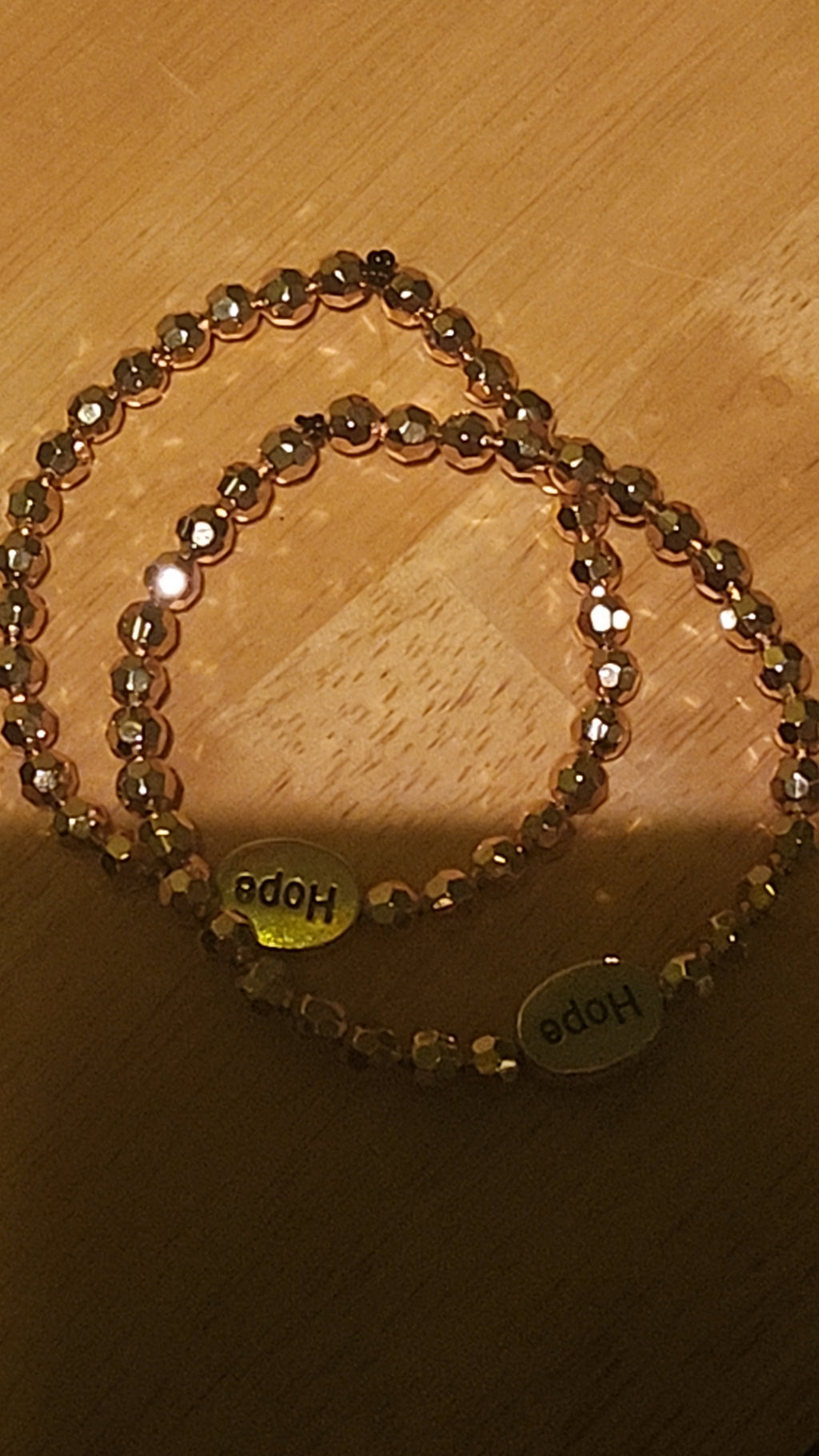 Hope Silver Oval Bracelet with Gold Beads | Inspirational Adjustable Bracelet for Women | Faith Jewelry Gift for Her