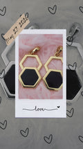 Gold & Navy Hexagon Pendant Necklace | Geometric Statement Jewelry for Women
