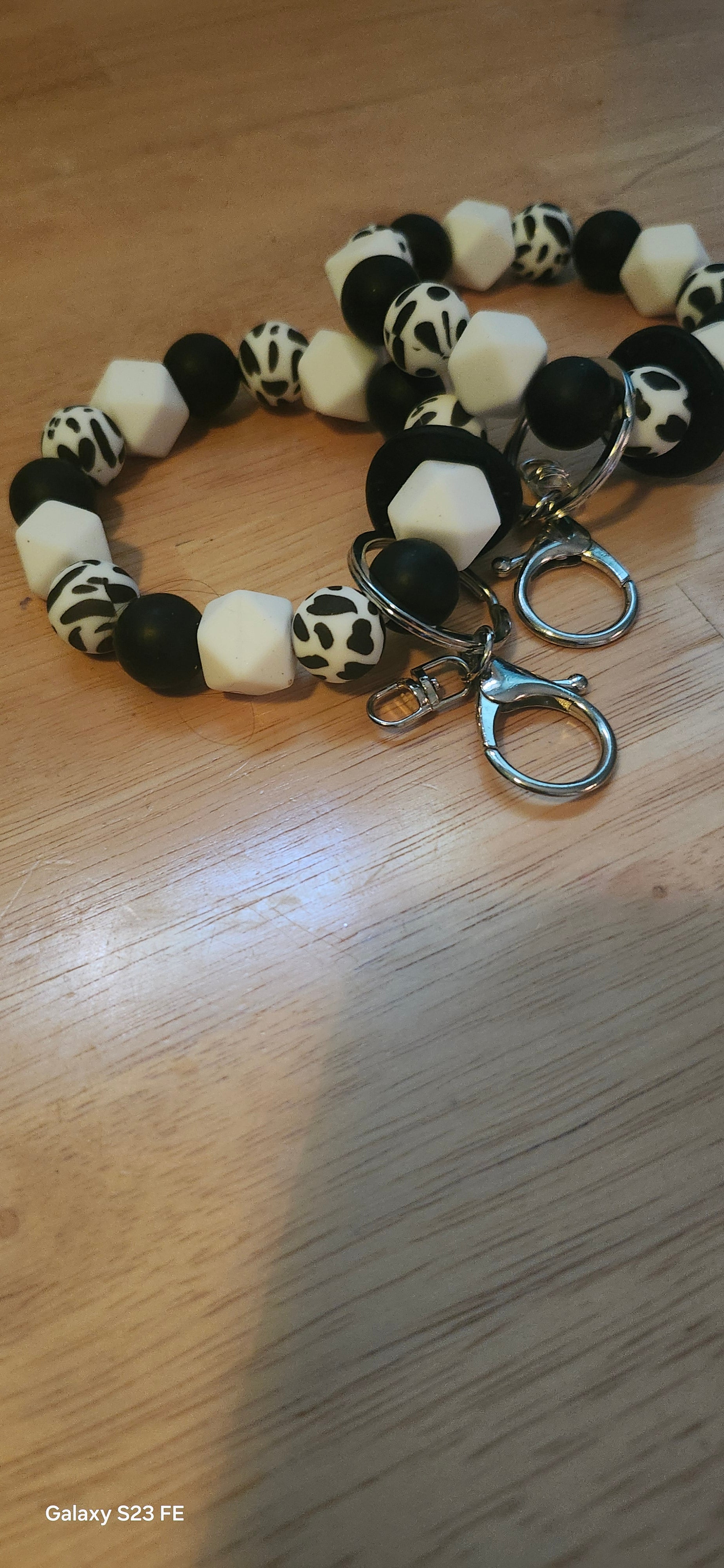 Cow Print Wristlet Keychain – Black & White Cute Wrist Strap for Keys, Wallet & Bag