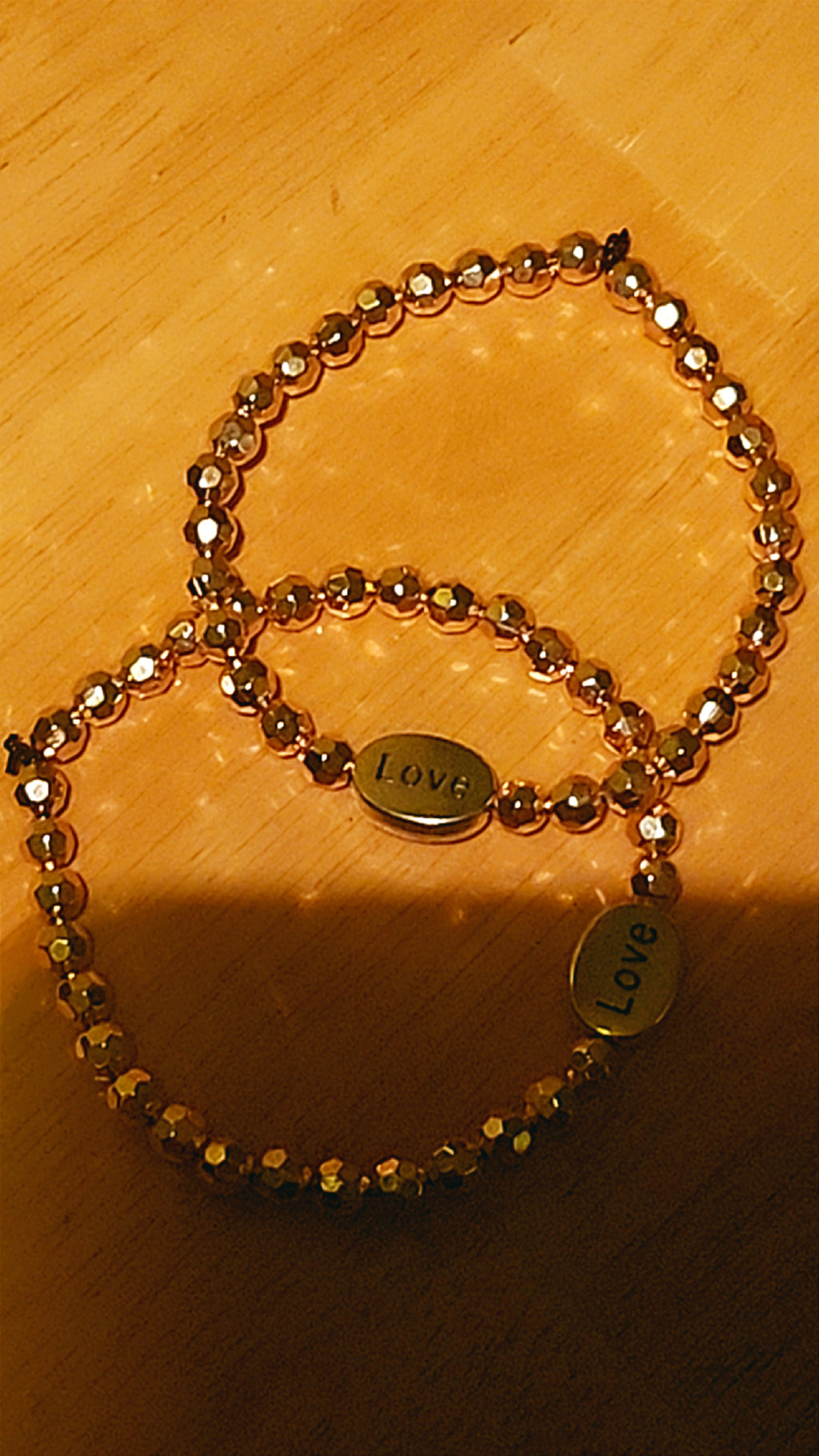 Love Silver Oval Bracelet with Gold Beads | Inspirational Adjustable Bracelet for Women | Meaningful Jewelry Gift for Her