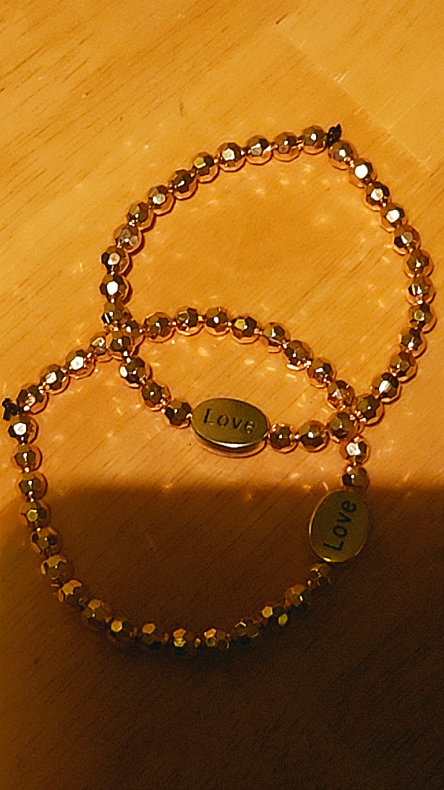 Love Silver Oval Bracelet with Gold Beads | Inspirational Adjustable Bracelet for Women | Meaningful Jewelry Gift for Her