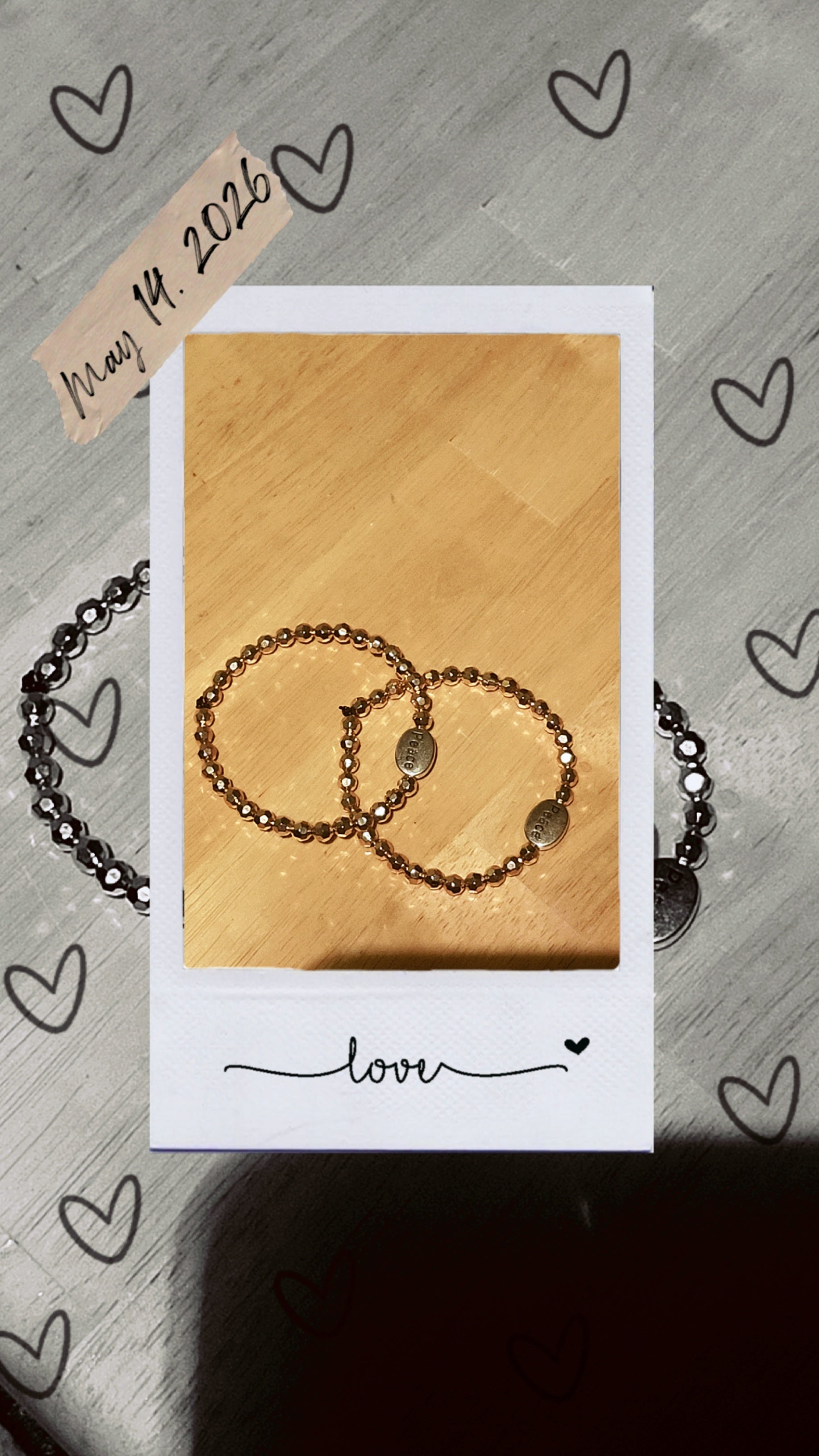 Rose Gold Peace Stretch Bracelet | Faceted Crystal Beaded Bracelet | Inspirational Stackable Jewelry for Women