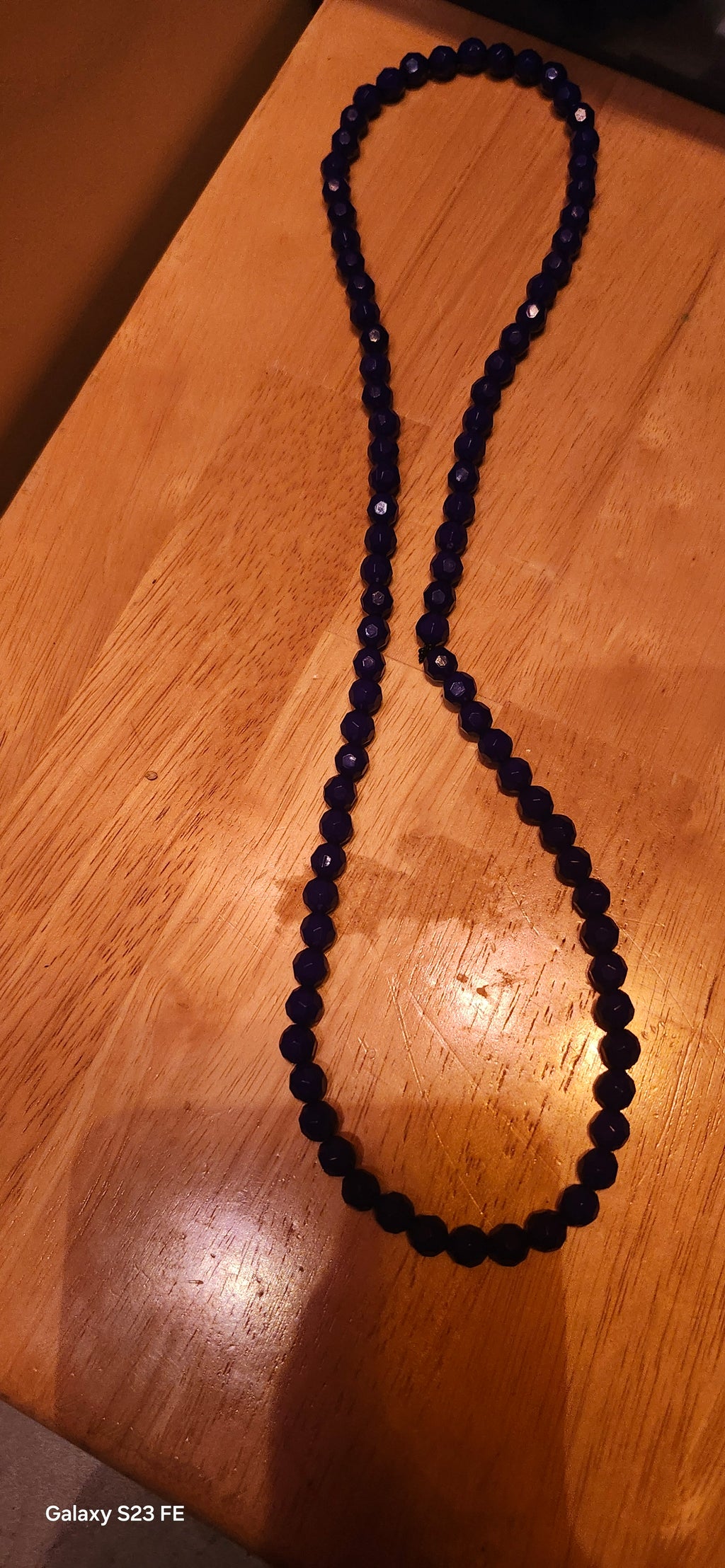 Handmade Navy Blue Beaded Necklace | Elegant Faceted Crystal Statement Necklace | Minimalist Jewelry Gift for Her