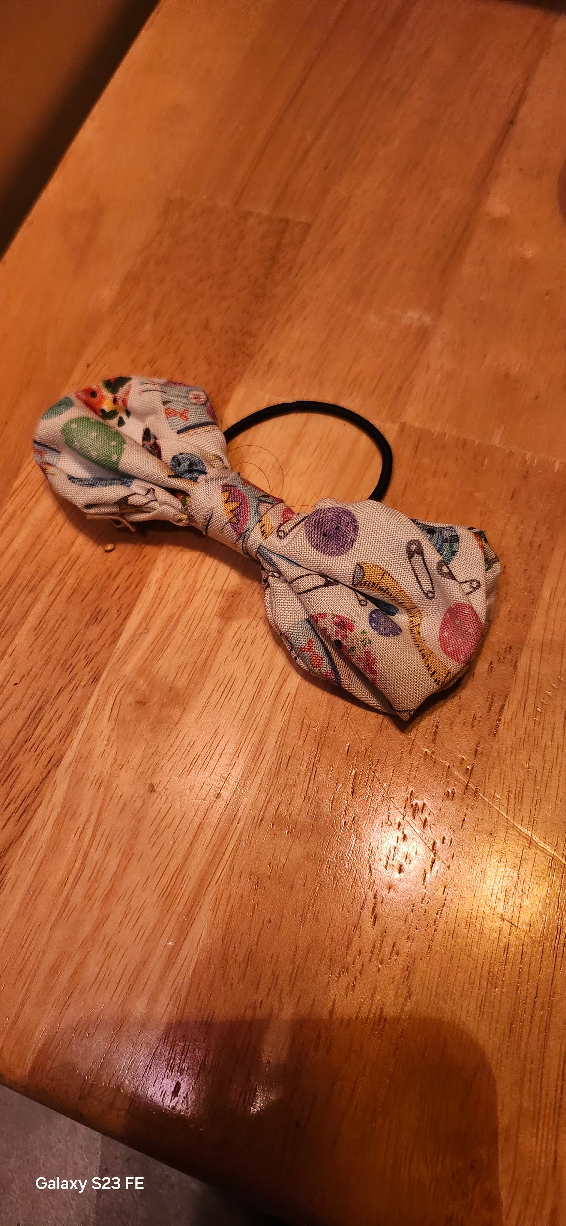 Sewing Themed Hair Bow – Handmade Craft Style Ribbon Bow