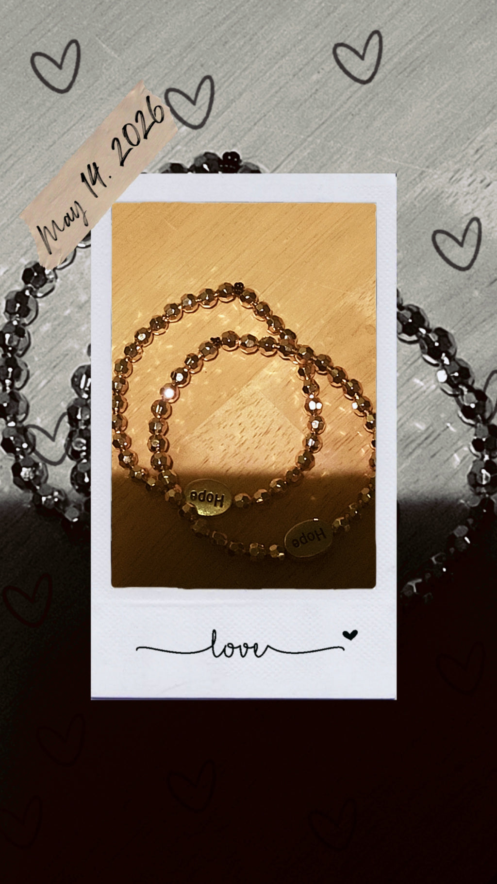 Hope Silver Oval Bracelet with Gold Beads | Inspirational Adjustable Bracelet for Women | Faith Jewelry Gift for Her
