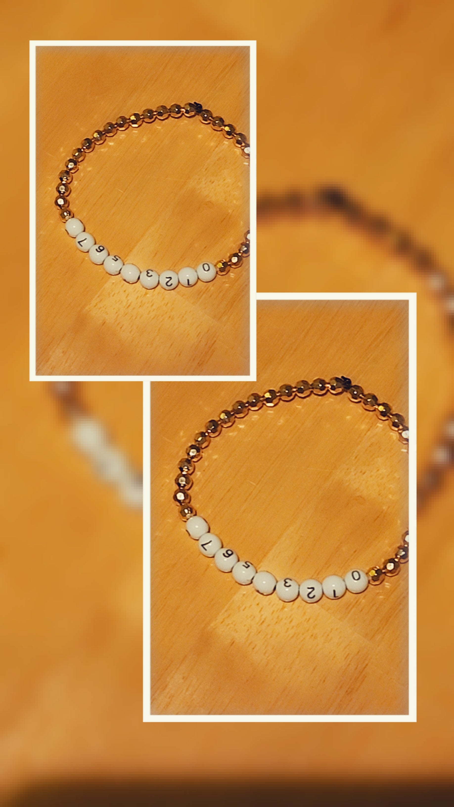Number Bead Bracelet with Gold Beads | Stretch Bracelet for Women | Minimalist Lucky Number Jewelry Gift