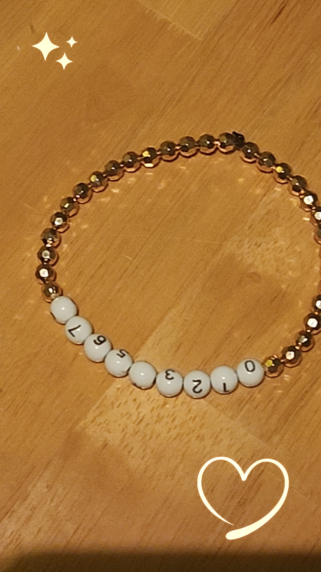 Number Bead Bracelet with Gold Beads | Stretch Bracelet for Women | Minimalist Lucky Number Jewelry Gift
