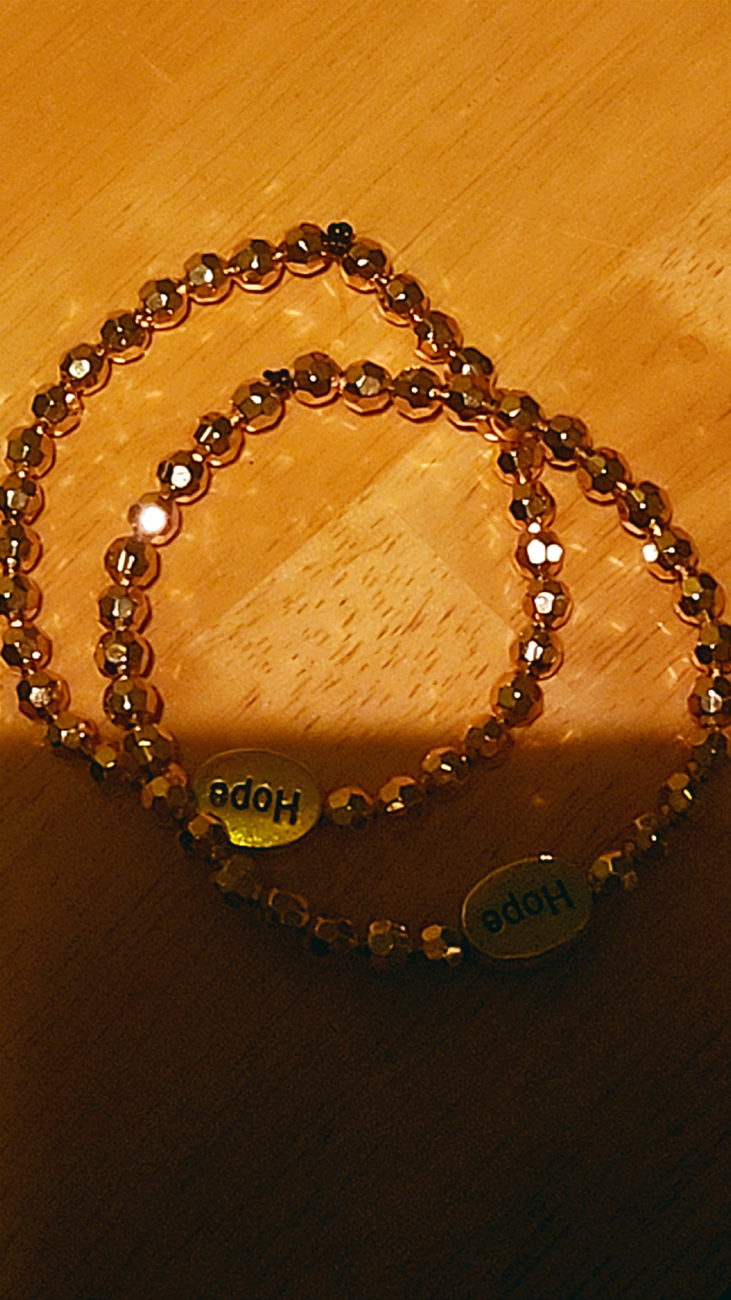 Hope Silver Oval Bracelet with Gold Beads | Inspirational Adjustable Bracelet for Women | Faith Jewelry Gift for Her