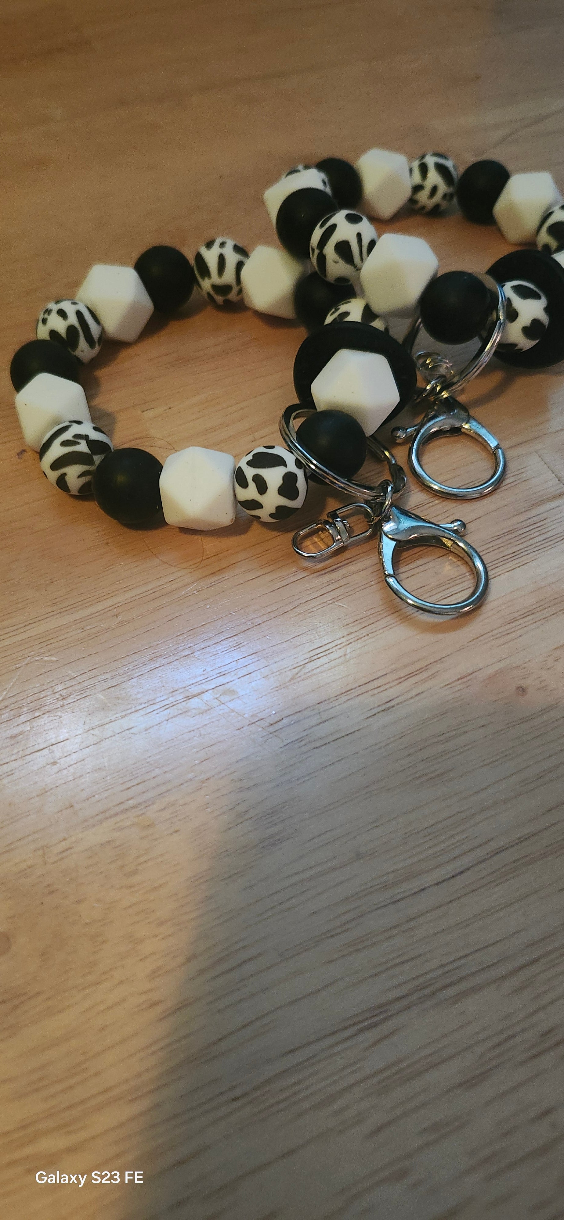 Cow Print Wristlet Keychain – Black & White Cute Wrist Strap for Keys, Wallet & Bag