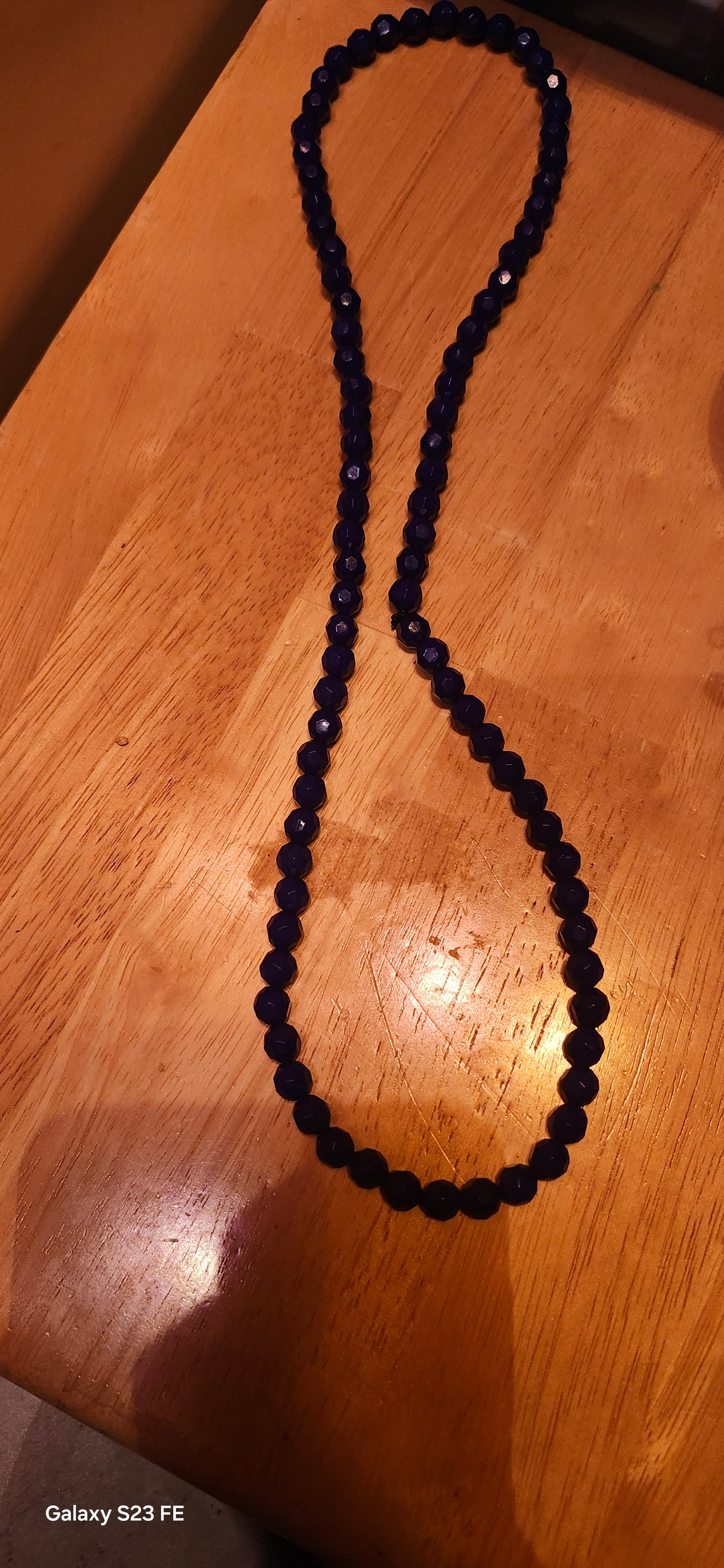 Handmade Navy Blue Beaded Necklace | Elegant Faceted Crystal Statement Necklace | Minimalist Jewelry Gift for Her