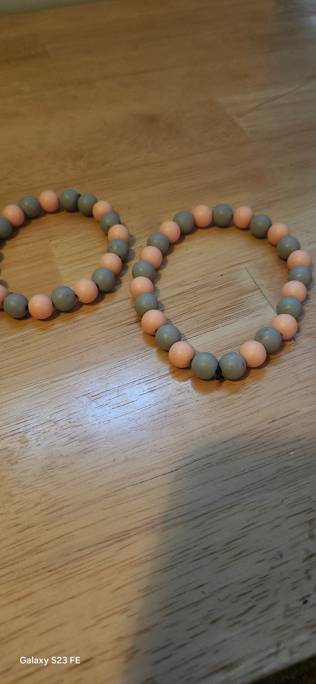 Peach & Grey Beaded Bracelet – Elegant Handmade Style Bead Bracelet for Women