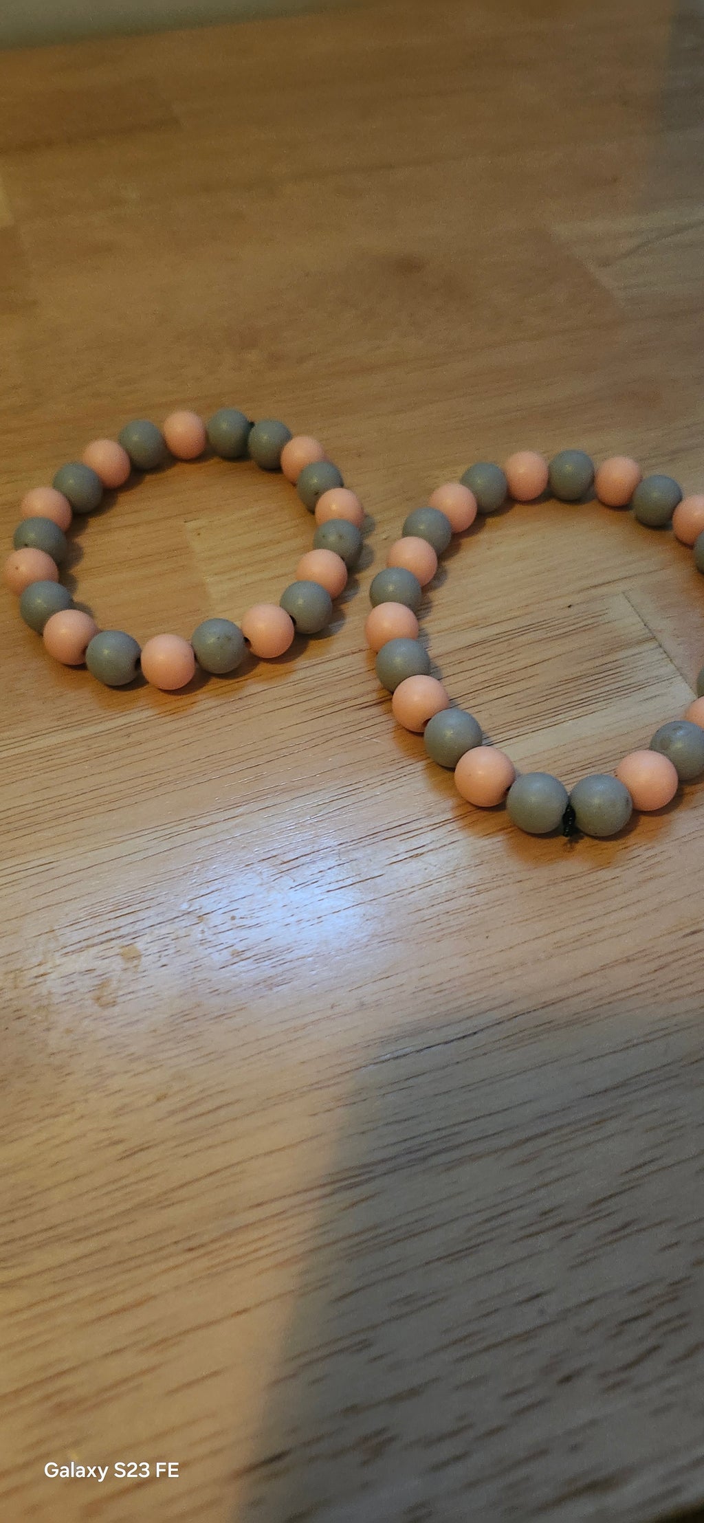 Peach & Grey Beaded Bracelet – Elegant Handmade Style Bead Bracelet for Women