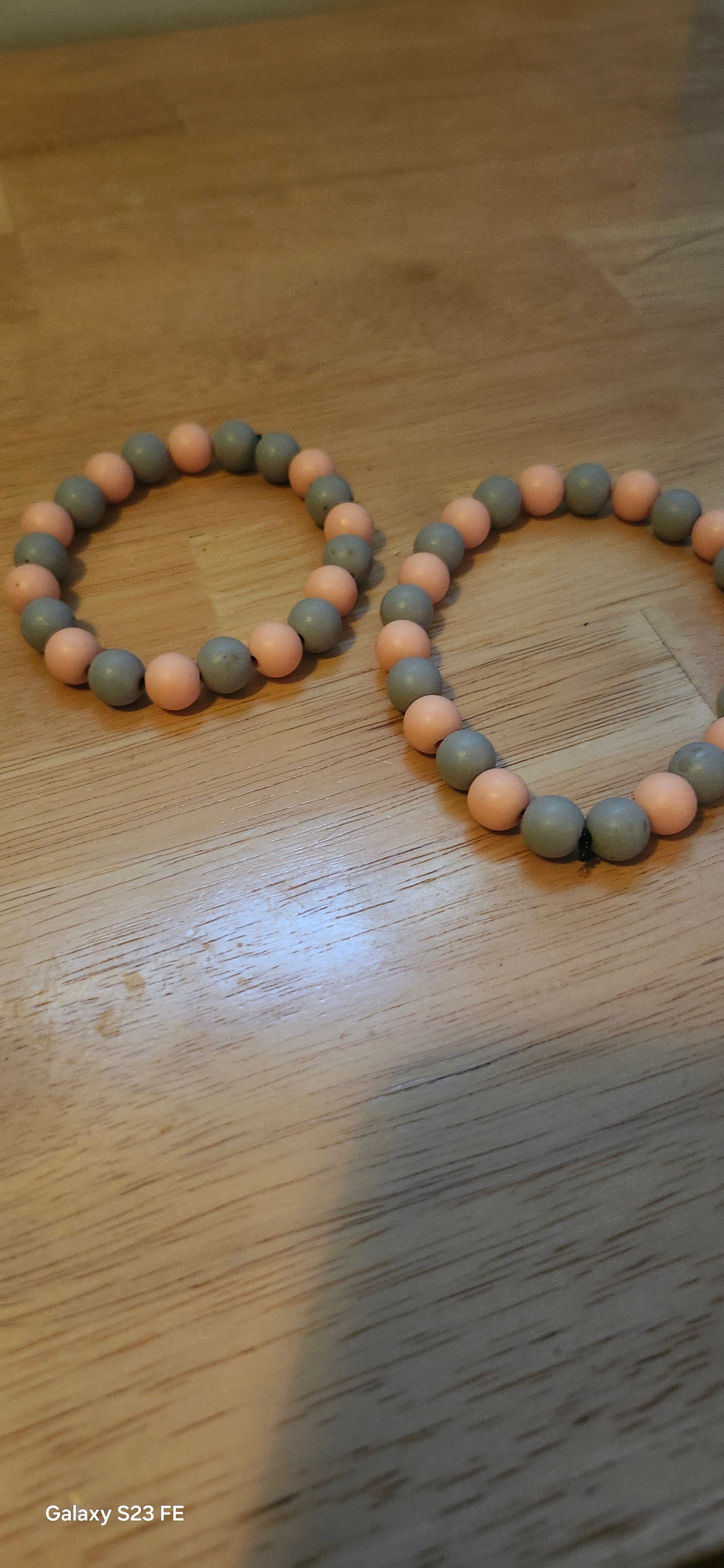 Peach & Grey Beaded Bracelet – Elegant Handmade Style Bead Bracelet for Women