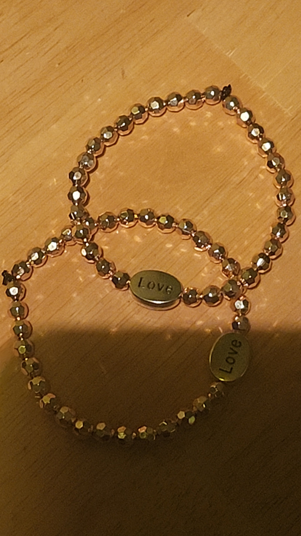 Love Silver Oval Bracelet with Gold Beads | Inspirational Adjustable Bracelet for Women | Meaningful Jewelry Gift for Her