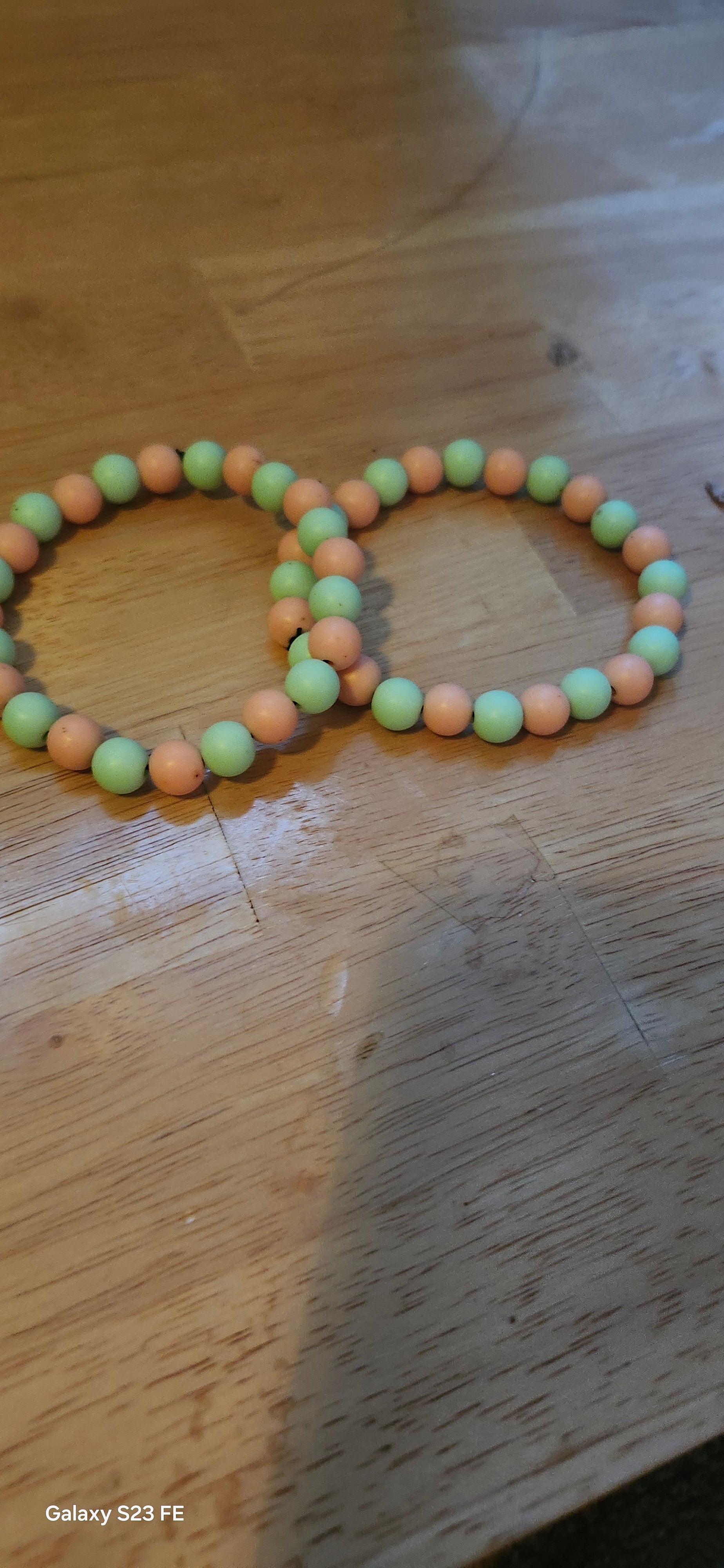 Handmade Green & Peach Beaded Bracelet | Boho Stretch Bracelet for Women | Graceform Boutique