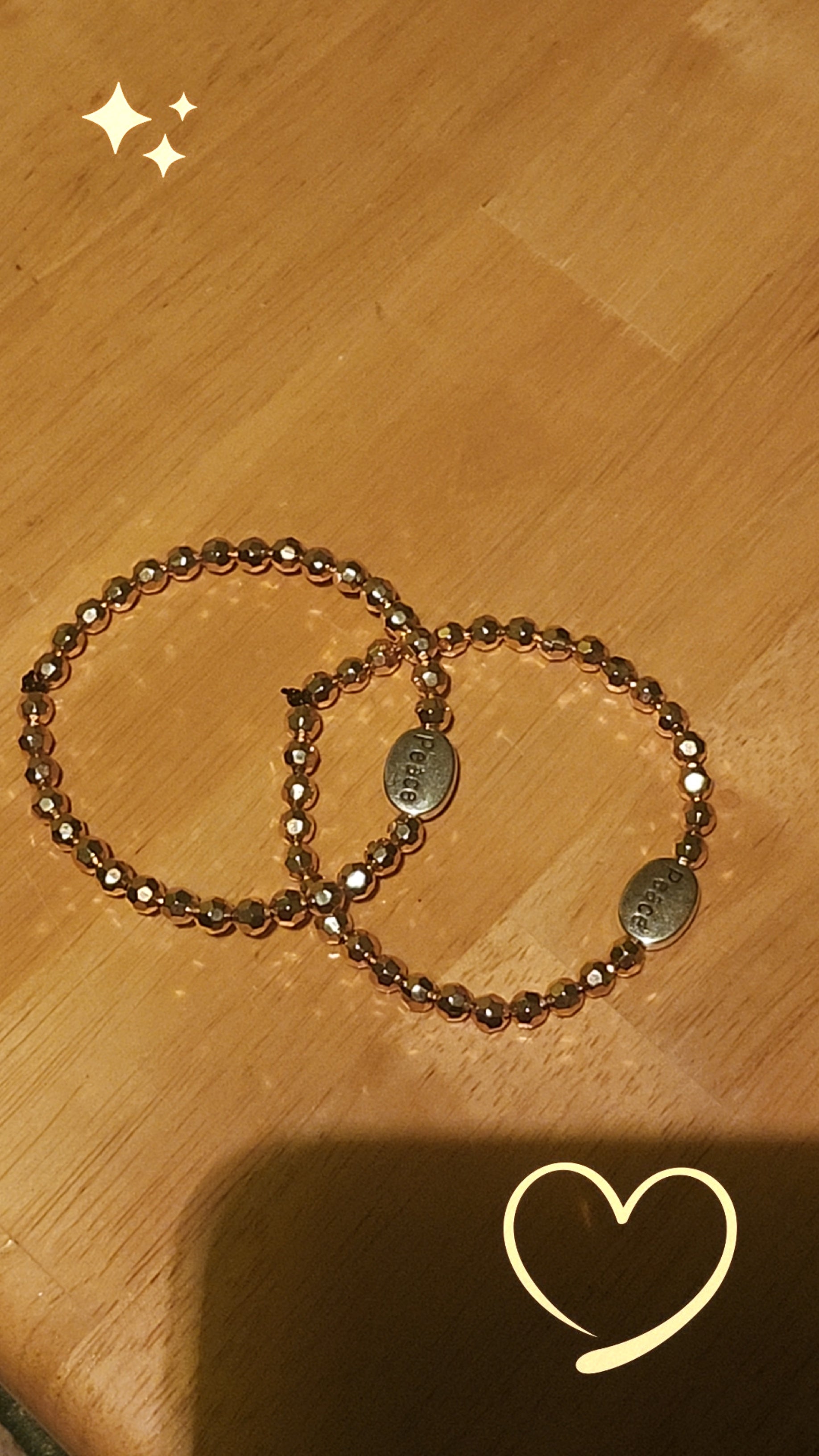 Rose Gold Peace Stretch Bracelet | Faceted Crystal Beaded Bracelet | Inspirational Stackable Jewelry for Women
