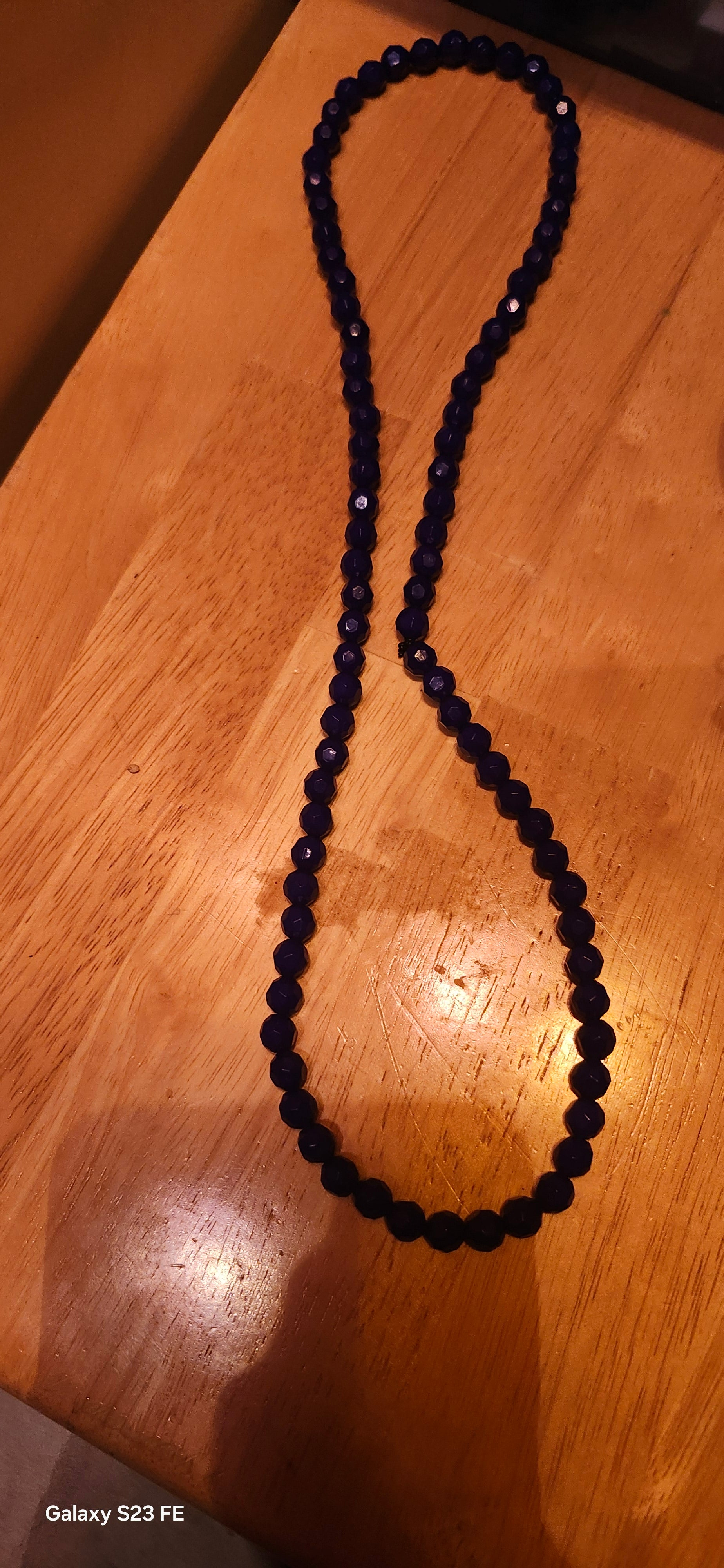 Handmade Navy Blue Beaded Necklace | Elegant Faceted Crystal Statement Necklace | Minimalist Jewelry Gift for Her