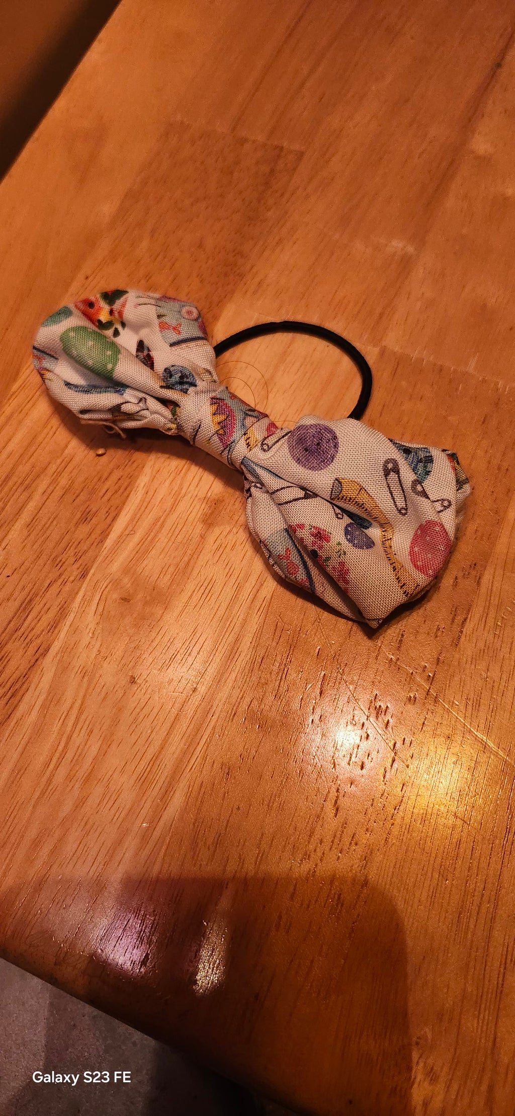 Sewing Themed Hair Bow – Handmade Craft Style Ribbon Bow