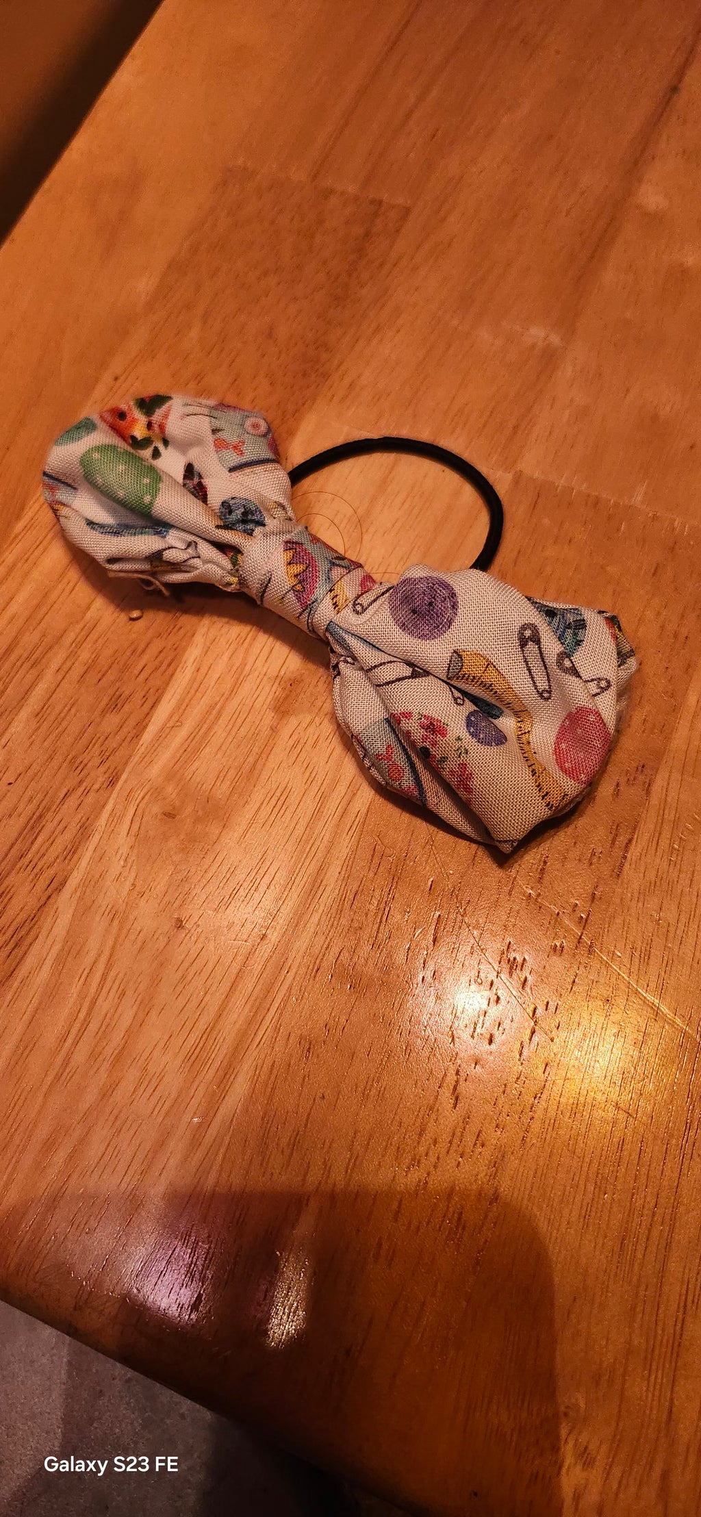 Sewing Themed Hair Bow – Handmade Craft Style Ribbon Bow
