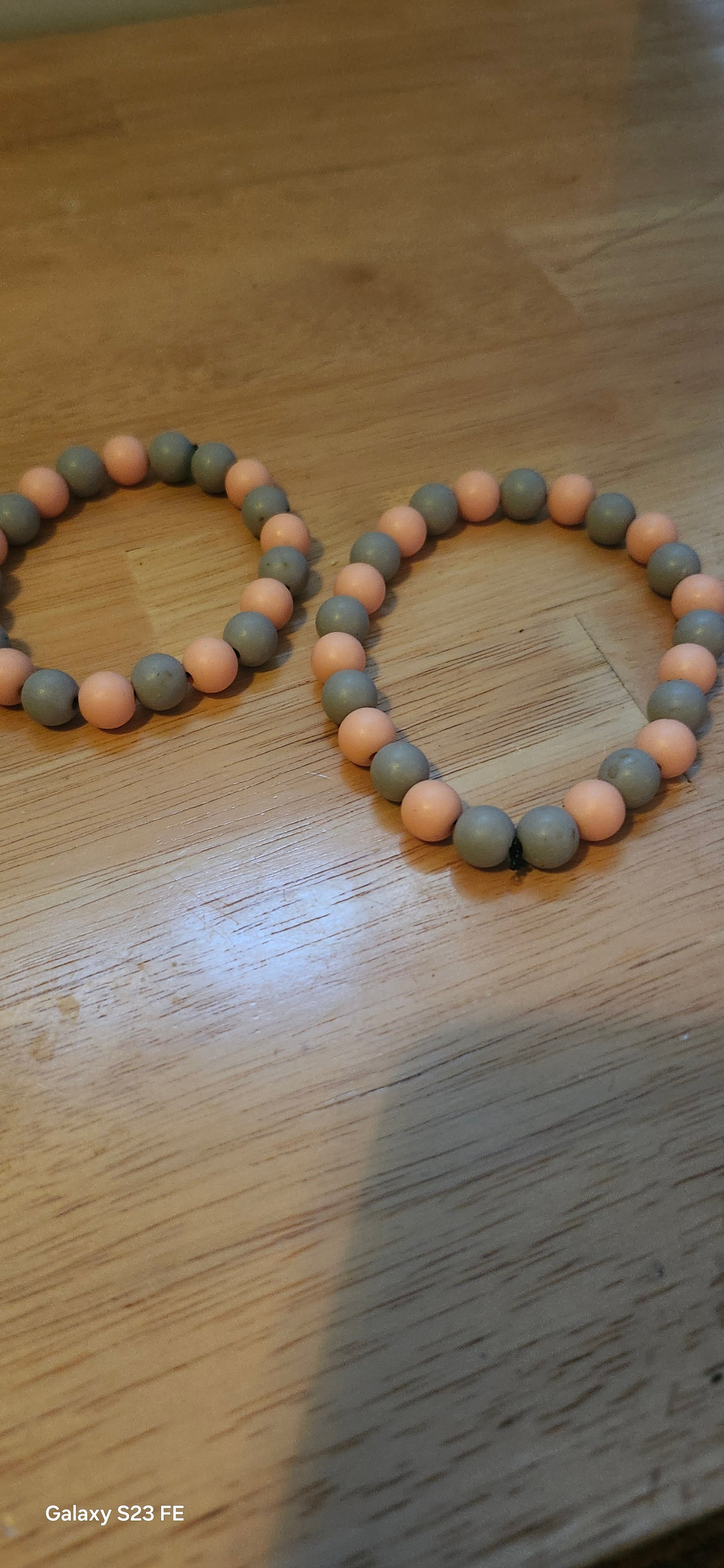 Peach & Grey Beaded Bracelet – Elegant Handmade Style Bead Bracelet for Women