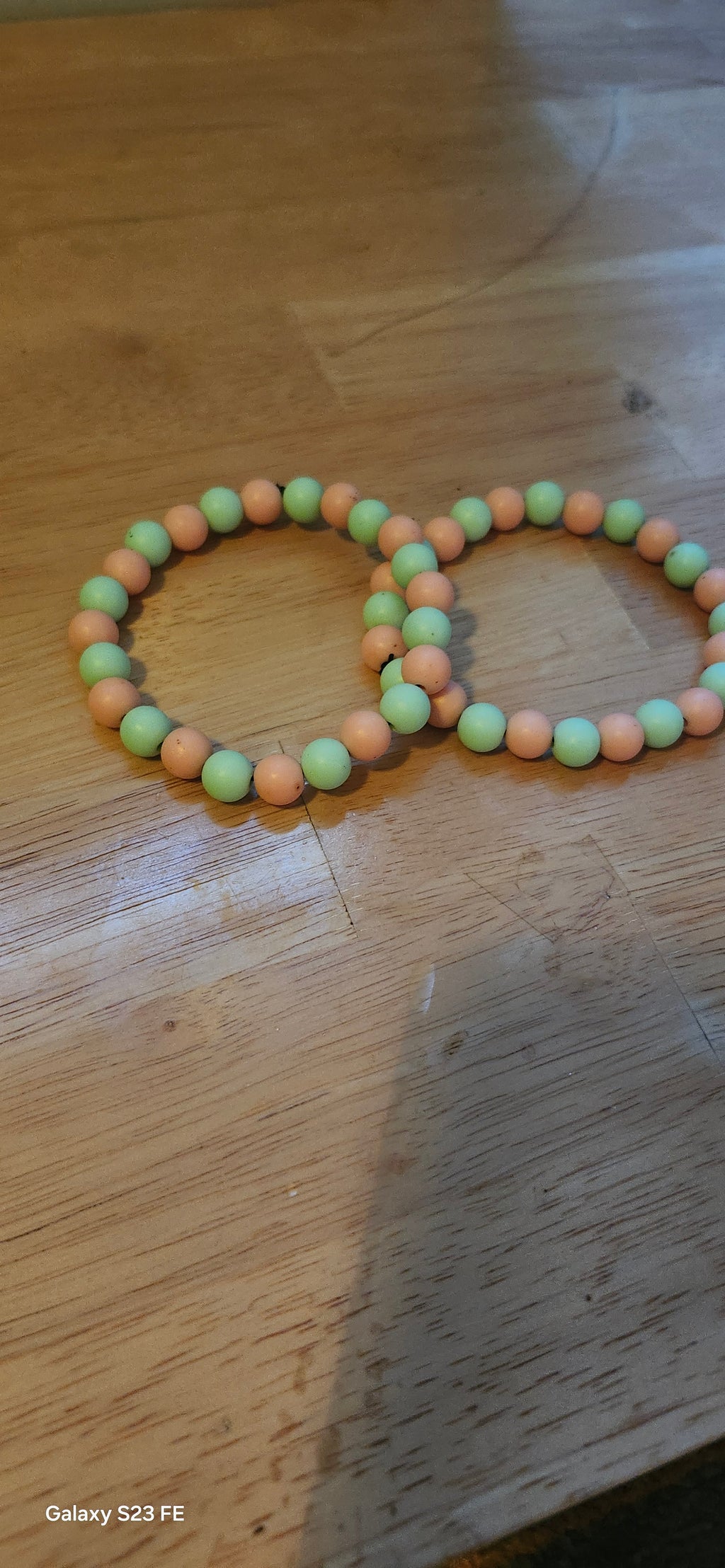 Handmade Green & Peach Beaded Bracelet | Boho Stretch Bracelet for Women | Graceform Boutique