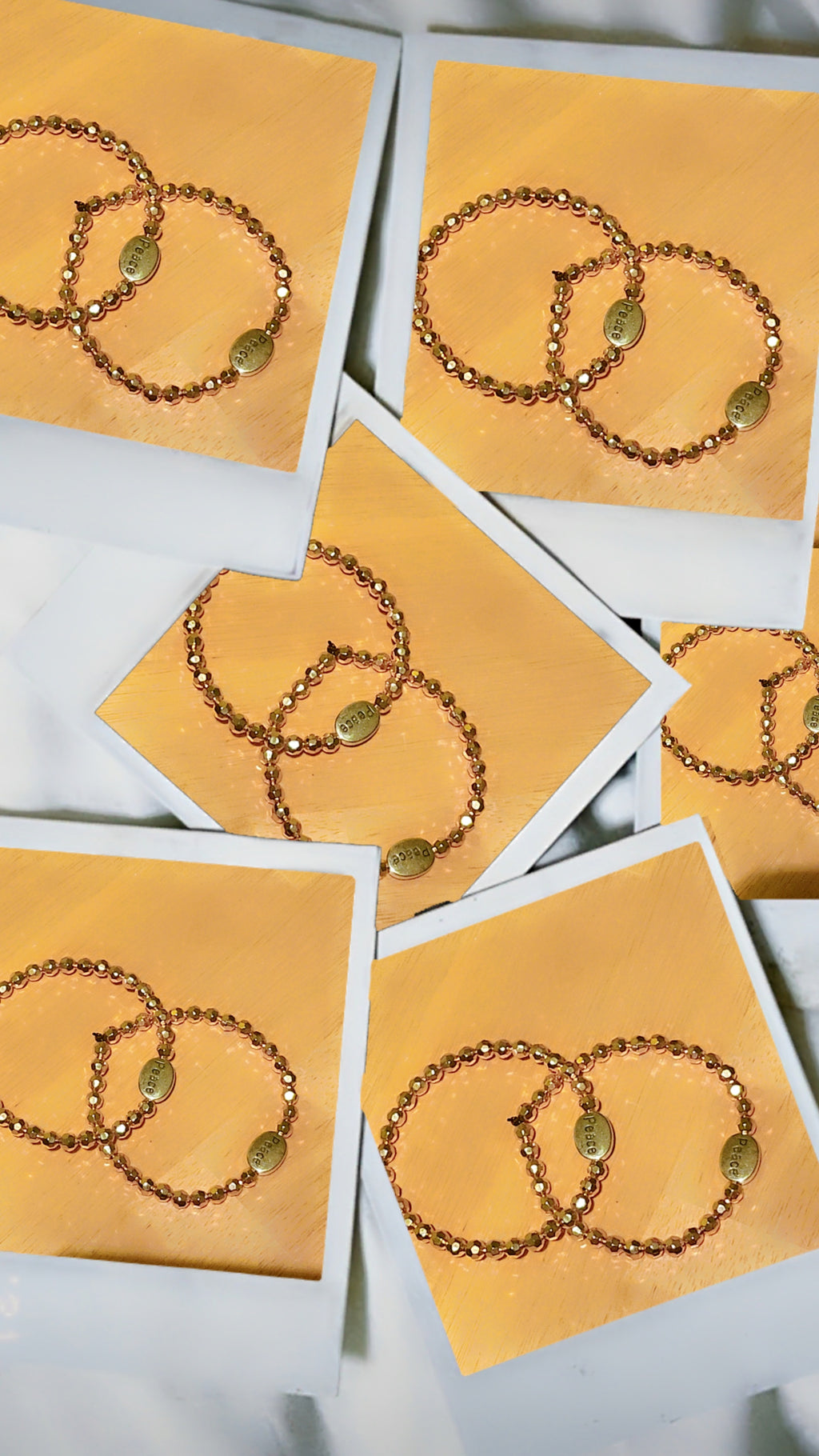 Rose Gold Peace Stretch Bracelet | Faceted Crystal Beaded Bracelet | Inspirational Stackable Jewelry for Women