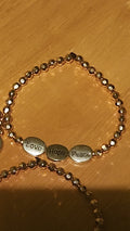 Love Hope Peace Silver Oval Bracelet with Gold Beads | Inspirational Adjustable Bracelet for Women | Faith Jewelry Gift for Her